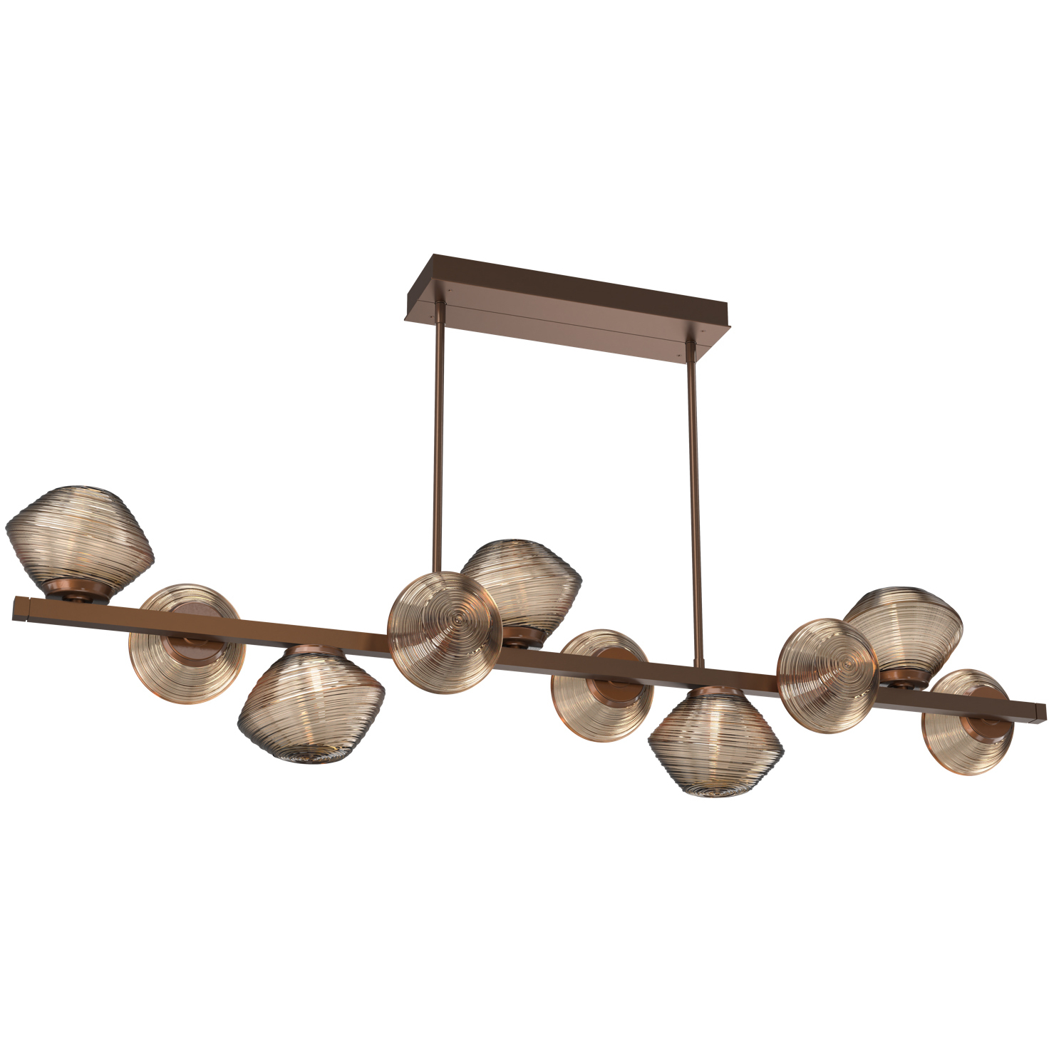 Mesa LED Burnished Bronze Linear Multi-Pendant Ceiling Light in 3000K LED, Twisted Branch