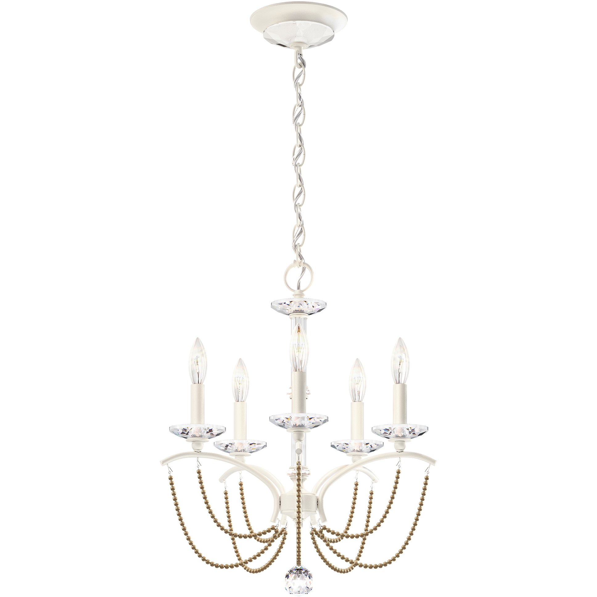 Priscilla 5 Light White Chandelier Ceiling Light in Bronze Pearl, Adjustable Height