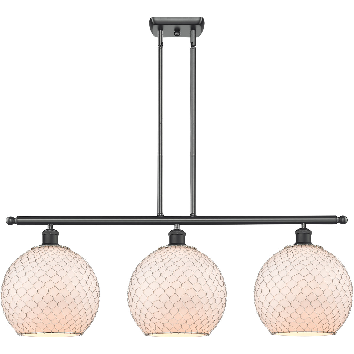 Ballston Large Farmhouse Chicken Wire 3 Light 36 inch Matte Black Island Light Ceiling Light, Ballston