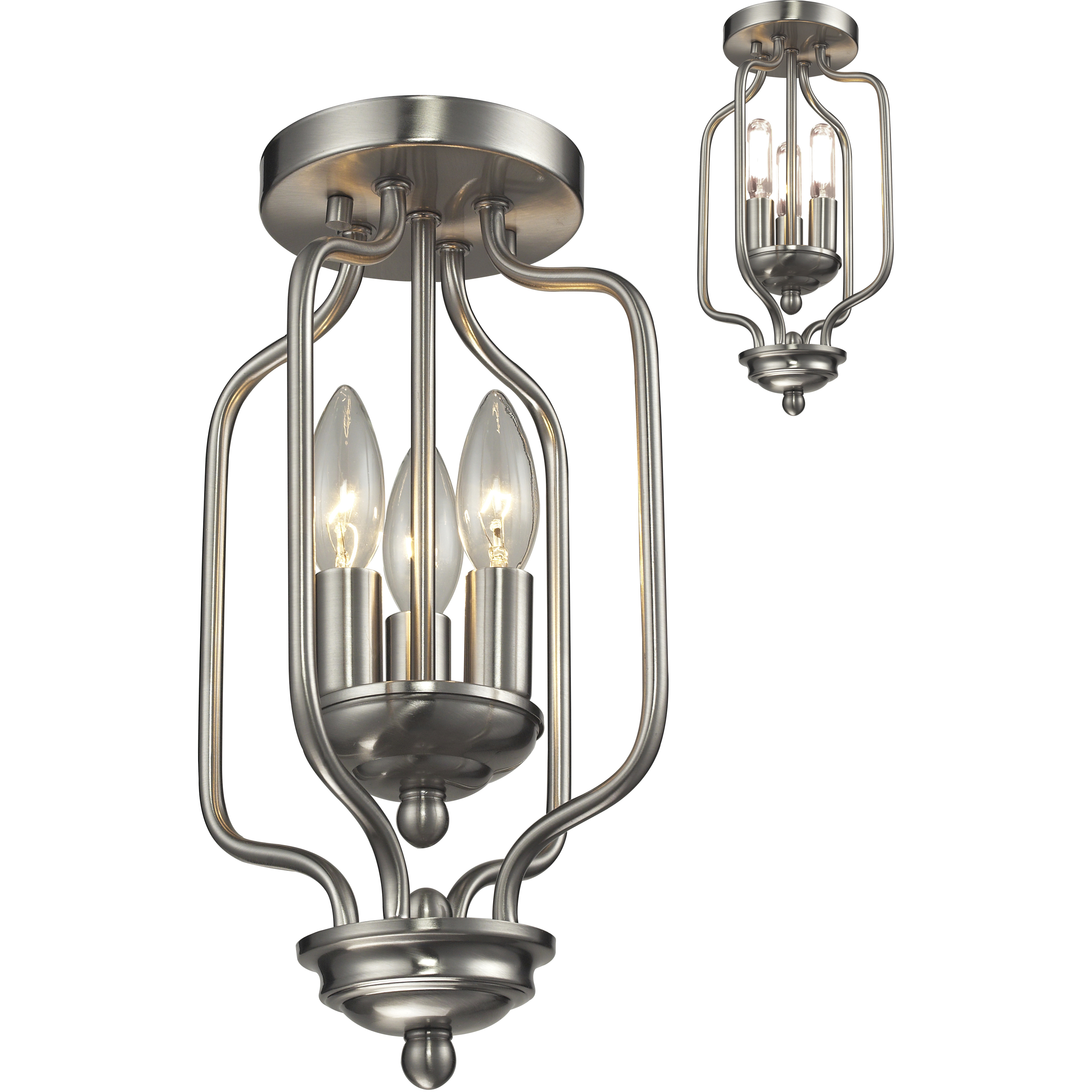 Cardinal 3 Light 8 inch Brushed Nickel Flush Mount Ceiling Light
