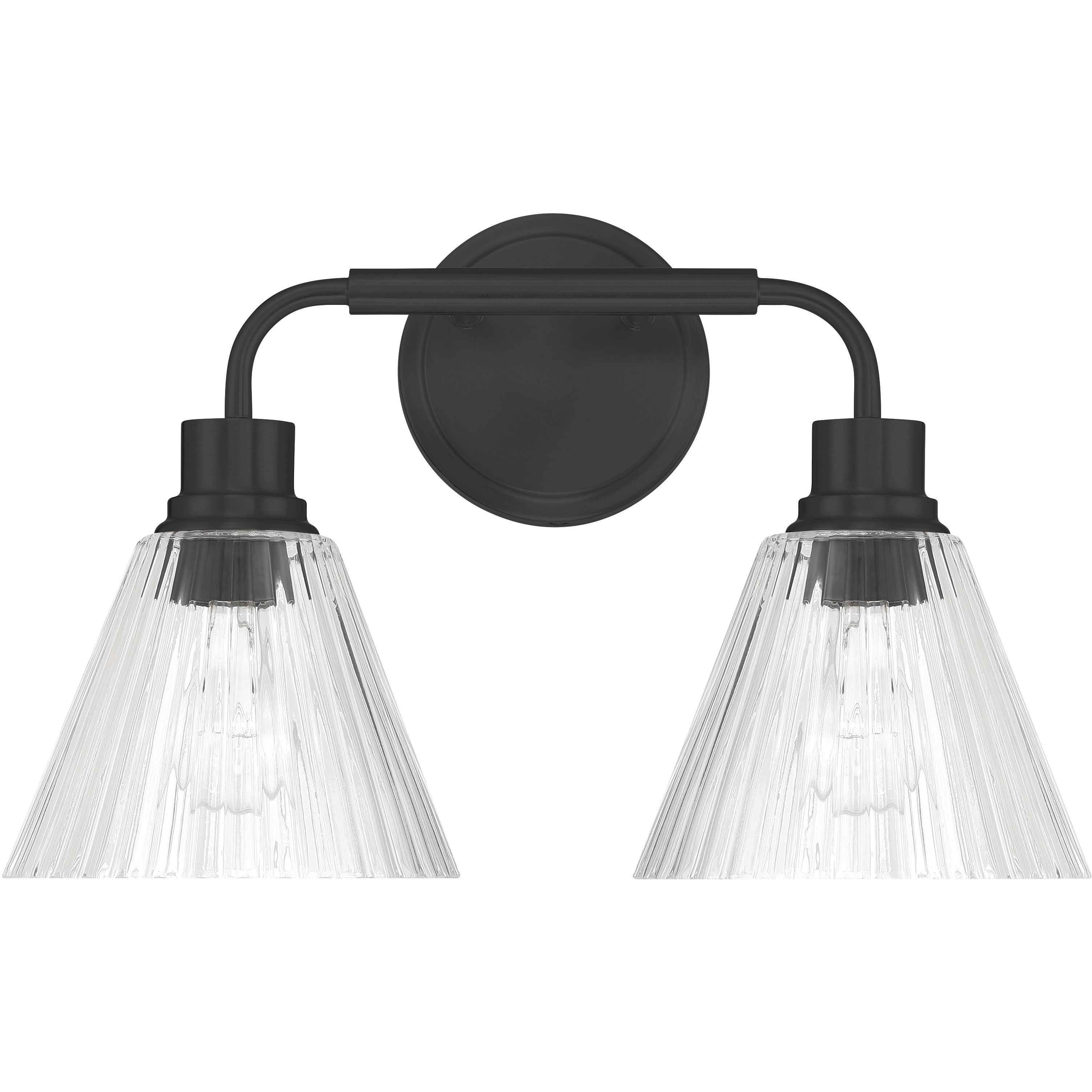 Pleated 2 Light 16.88 inch Flat Black Vanity Light Wall Light