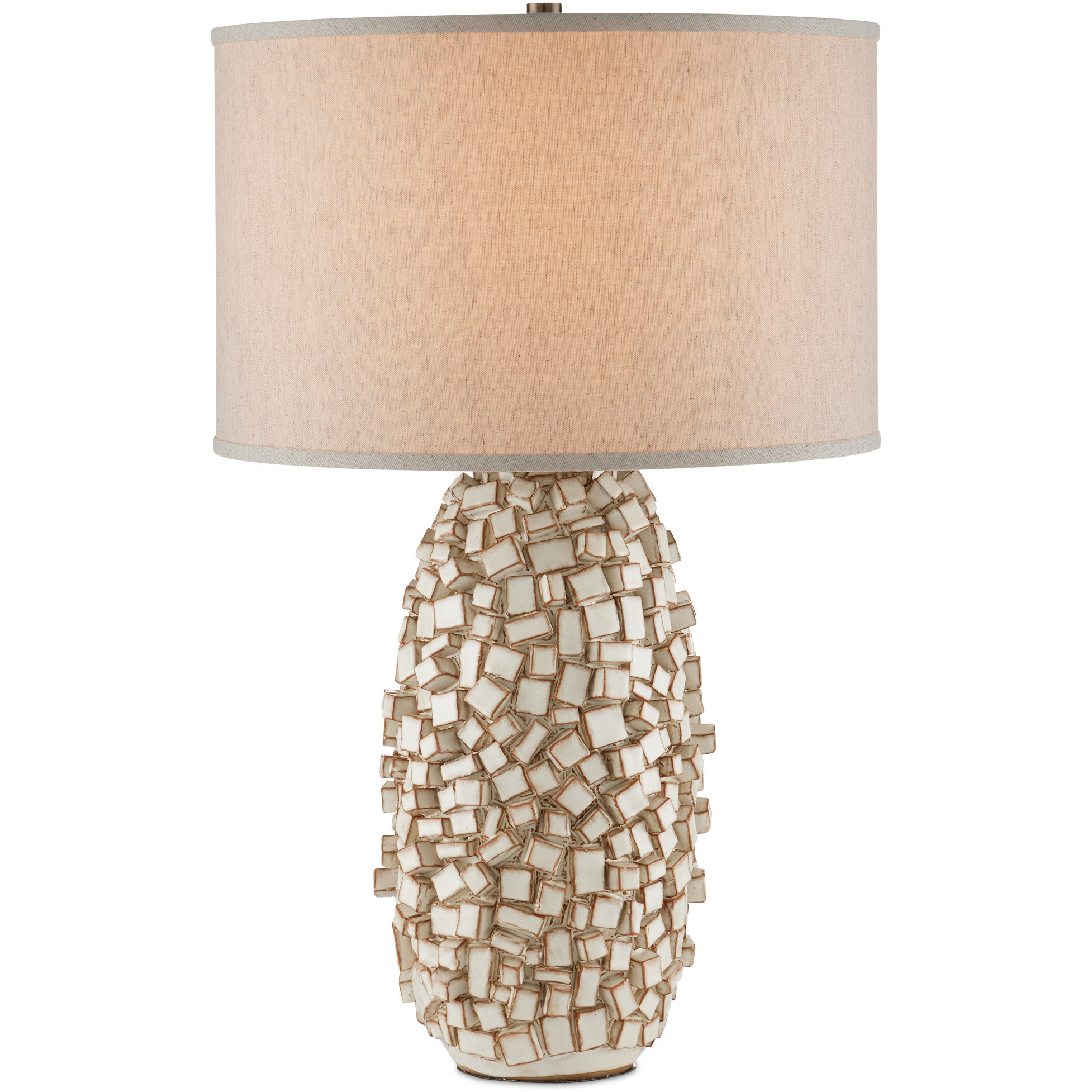 Sugar Cube 29 inch 150 watt Ivory and Brown Table Lamp Portable Light