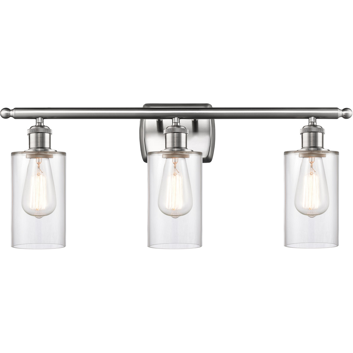 Ballston Clymer 3 Light 26 inch Brushed Satin Nickel Bath Vanity Light Wall Light in Clear Glass, Ballston