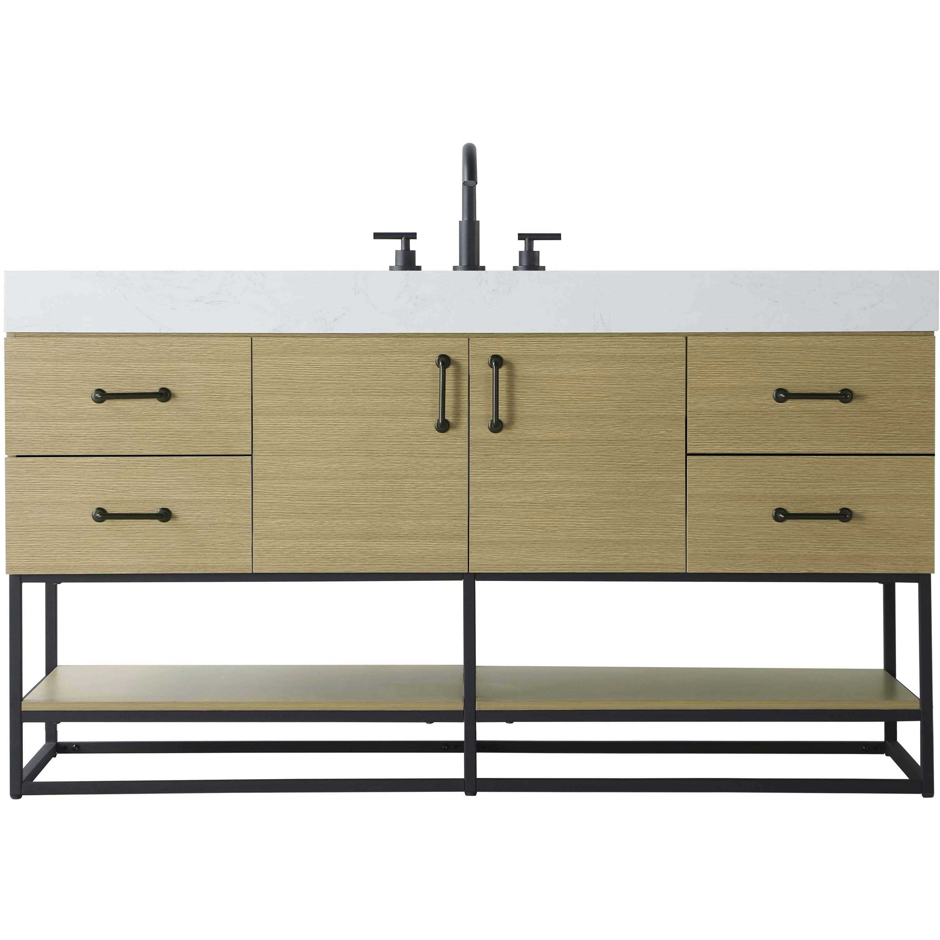 Caroline 60 X 34 inch Honey Brown Bathroom Vanity Cabinet