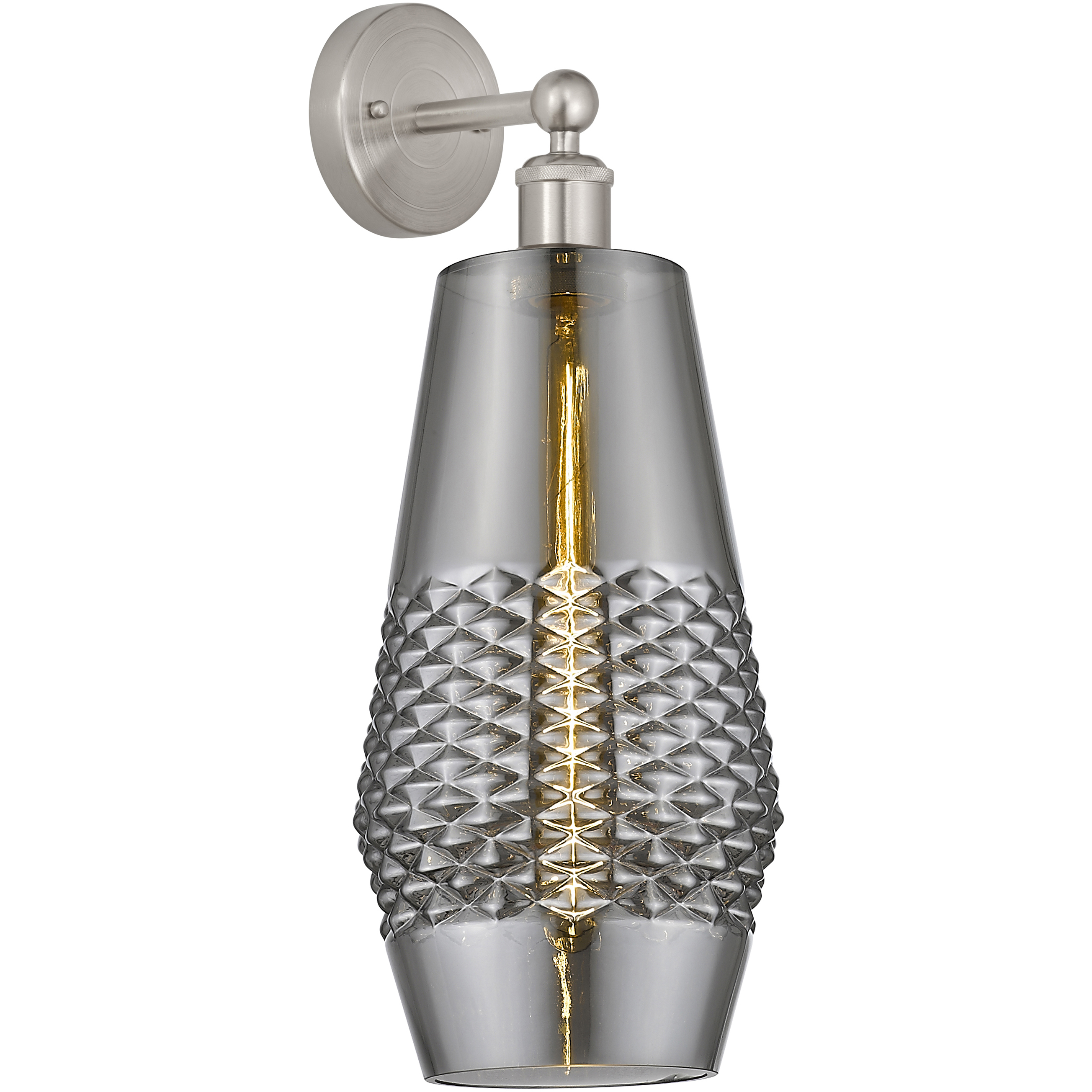 Windham 1 Light 7 inch Brushed Satin Nickel Sconce Wall Light in Smoked Glass