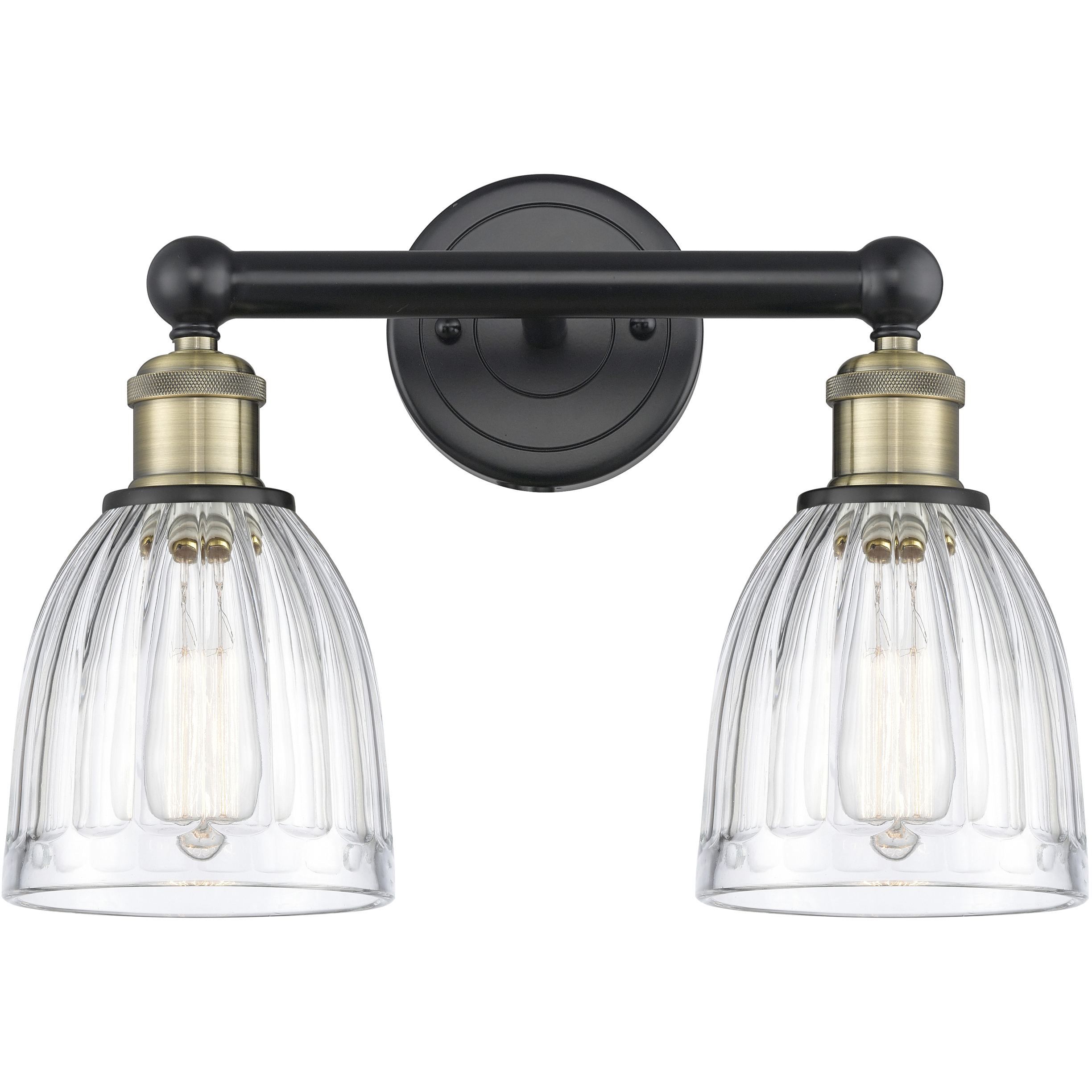 Brookfield 2 Light 14.75 inch Black Antique Brass Bath Vanity Light Wall Light in Clear