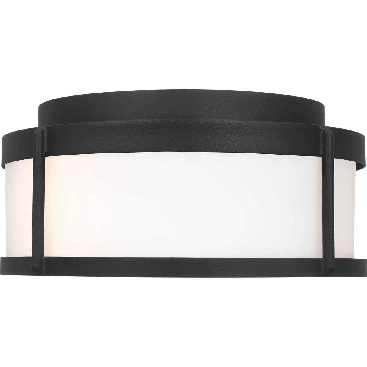 Luning 2 Light 13 inch Textured Black Outdoor Flush Mount in Opal Etched Glass, Medium