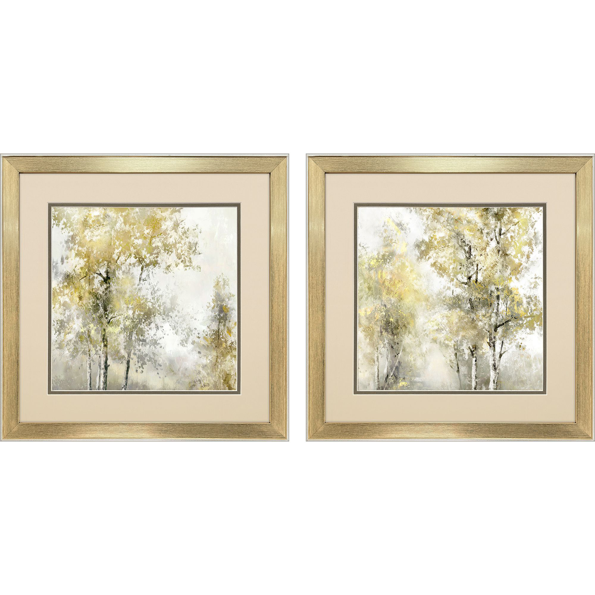 Lemon Birch Grove Yellow and Gray and Black and Multi Framed Art, Propac