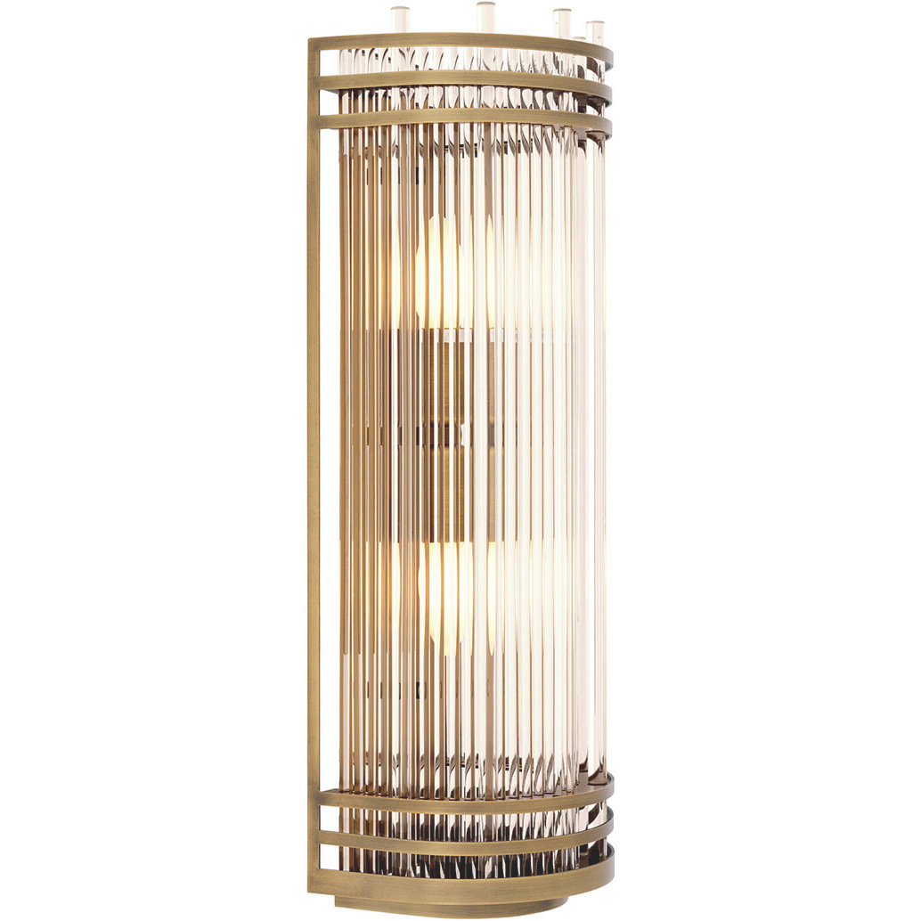 Gulf 2 Light 7.28 inch Antique Brass and Clear Glass Wall Lamp Wall Light, Large
