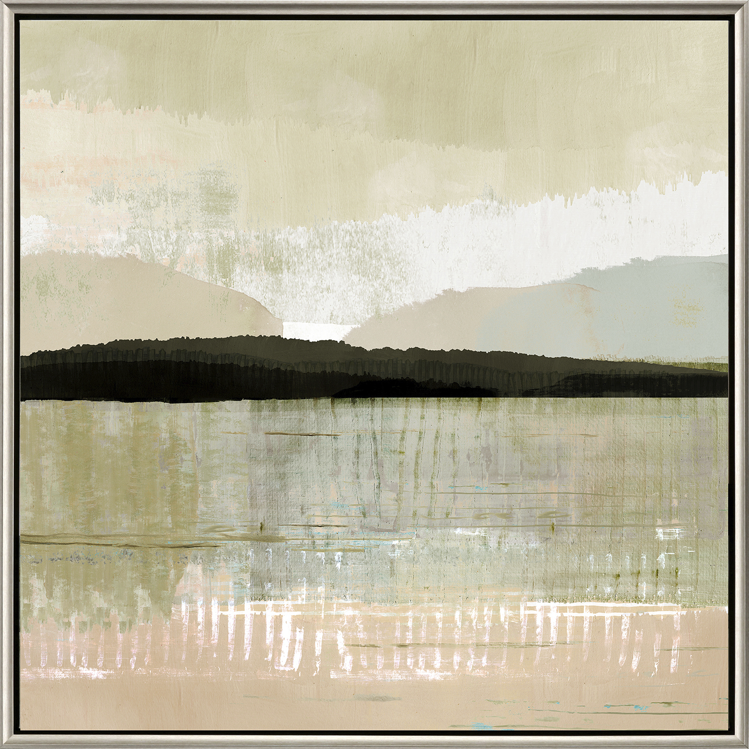 Blush Horizon Beige and Brown and Gray and Pink Canvas