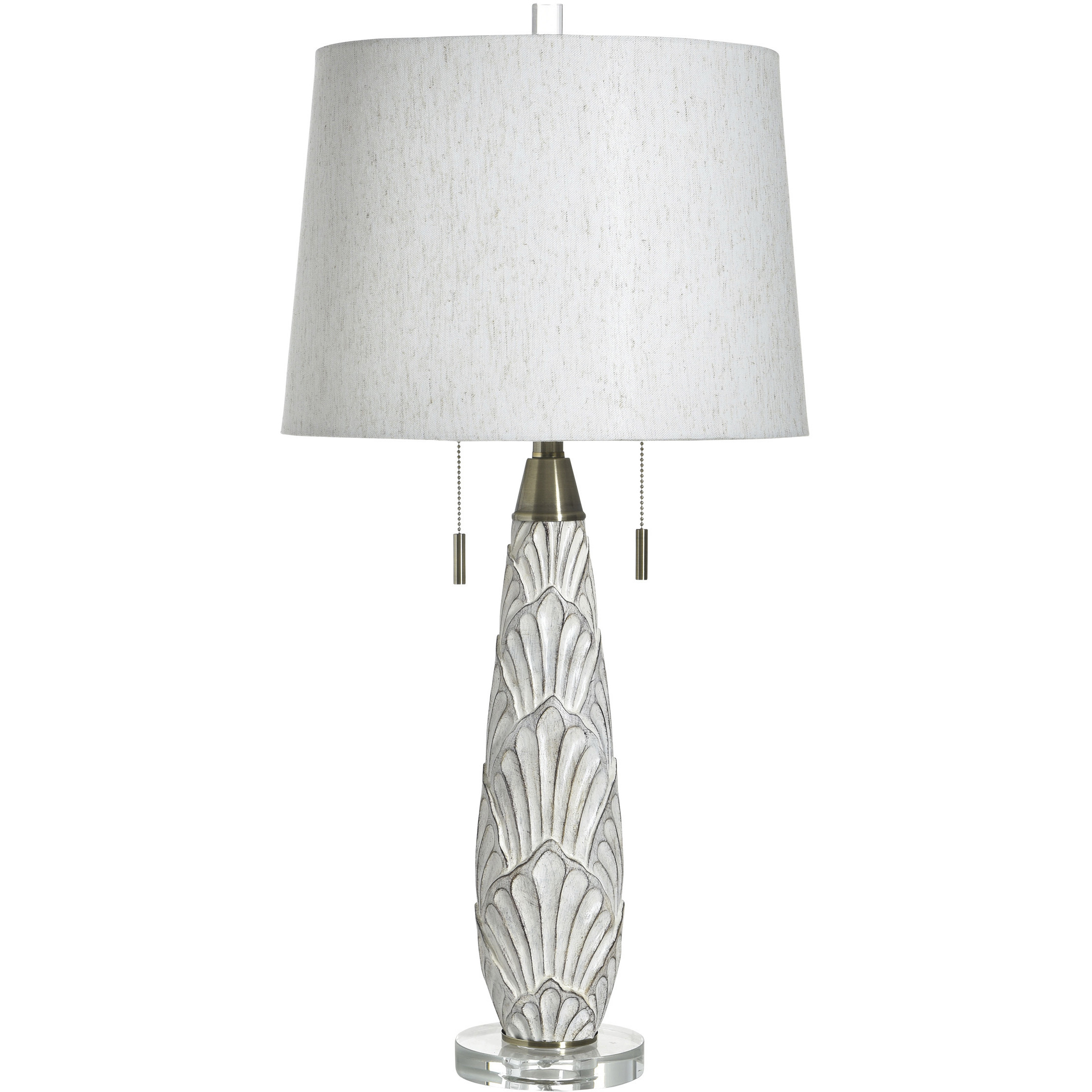 Dephine 33 inch 60 watt Weathered Ivory and Antique Brass and Clear Light Grey Table Lamp Portable Light