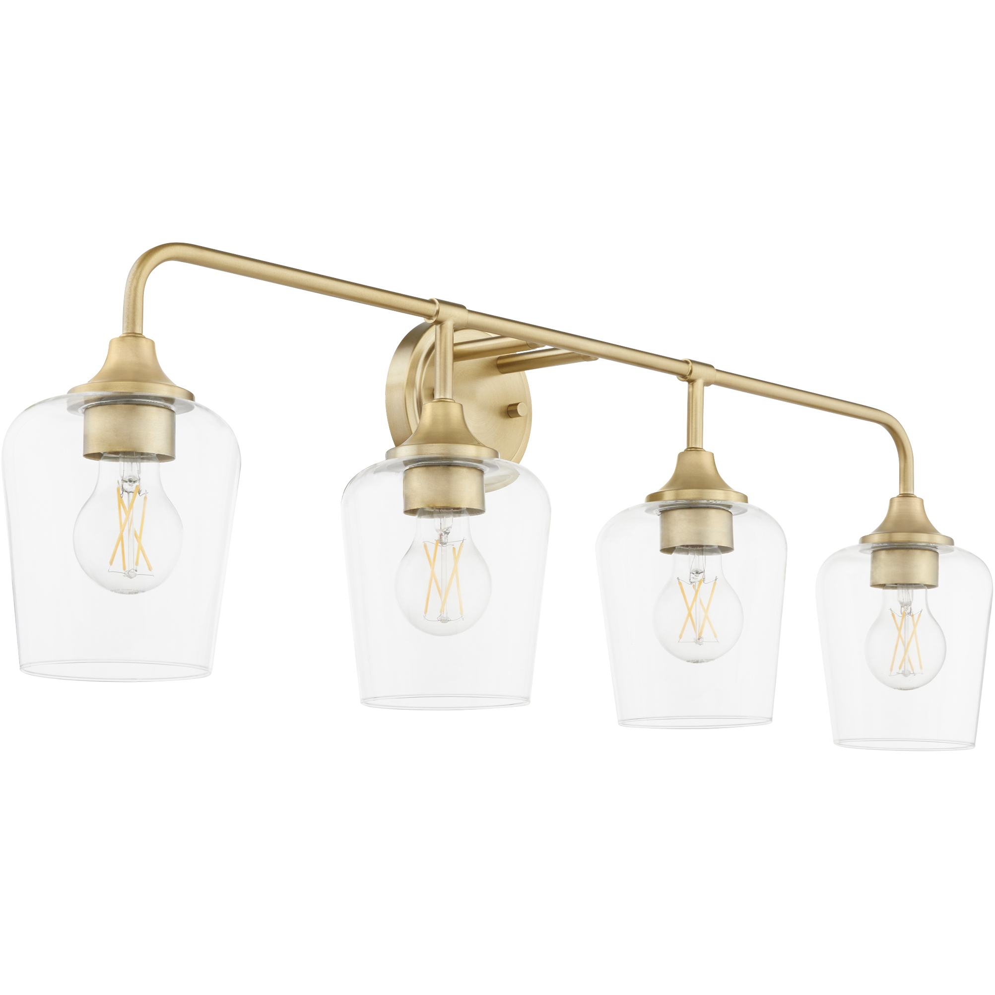 Raymond 4 Light 32 inch Aged Brass Vanity Light Wall Light in Clear
