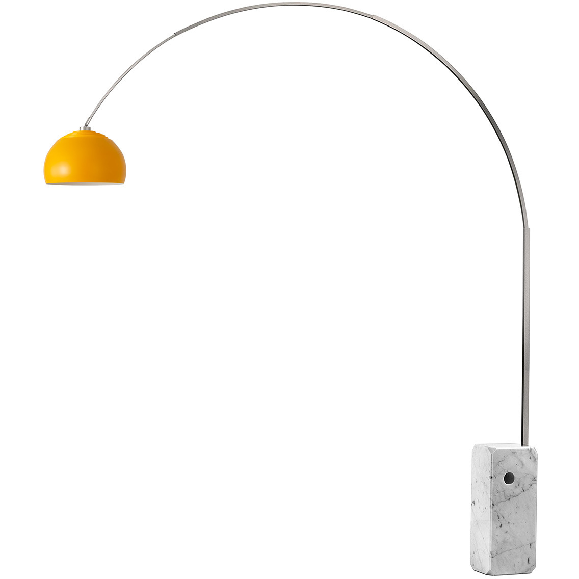 Iconic 95 inch 14 watt Satin Nickel and White Arc Floor Lamp Portable Light in Mustard Steel