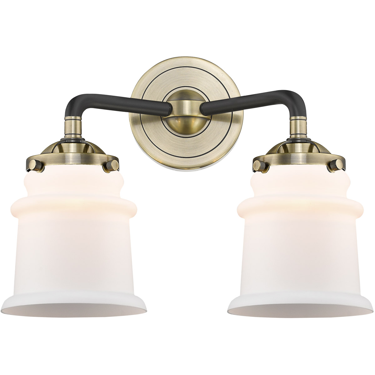 Nouveau Small Canton LED 13.25 inch Black Antique Brass Bath Vanity Light Wall Light in Matte White Glass, Nouveau