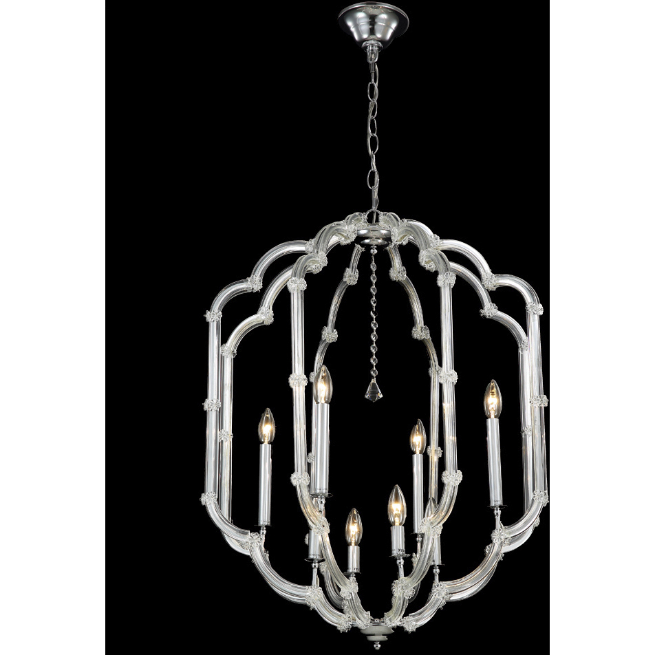 Lantern 8 Light 24 inch Silver Chandelier Ceiling Light