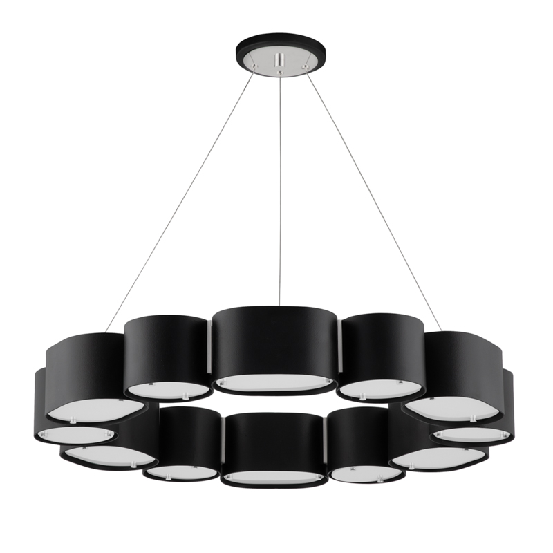 Opal 12 Light 30 inch Soft Black With Stainless Steel Chandelier Ceiling Light in Soft Black/Stainless Steel