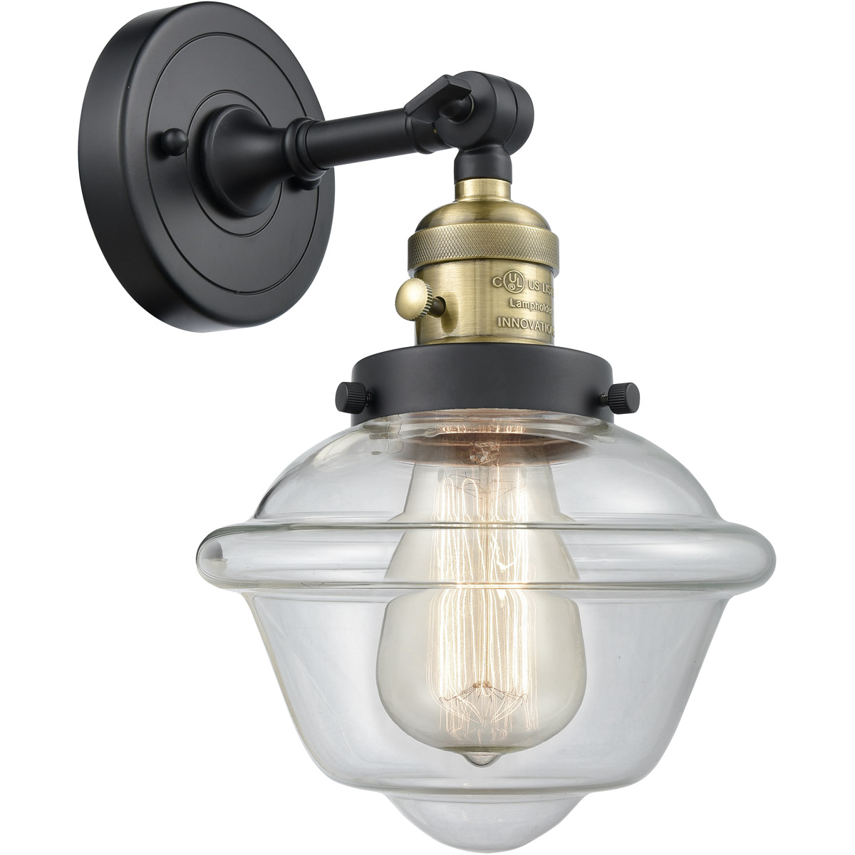 Franklin Restoration Small Oxford LED 7.5 inch Black Antique Brass Sconce Wall Light, Franklin Restoration