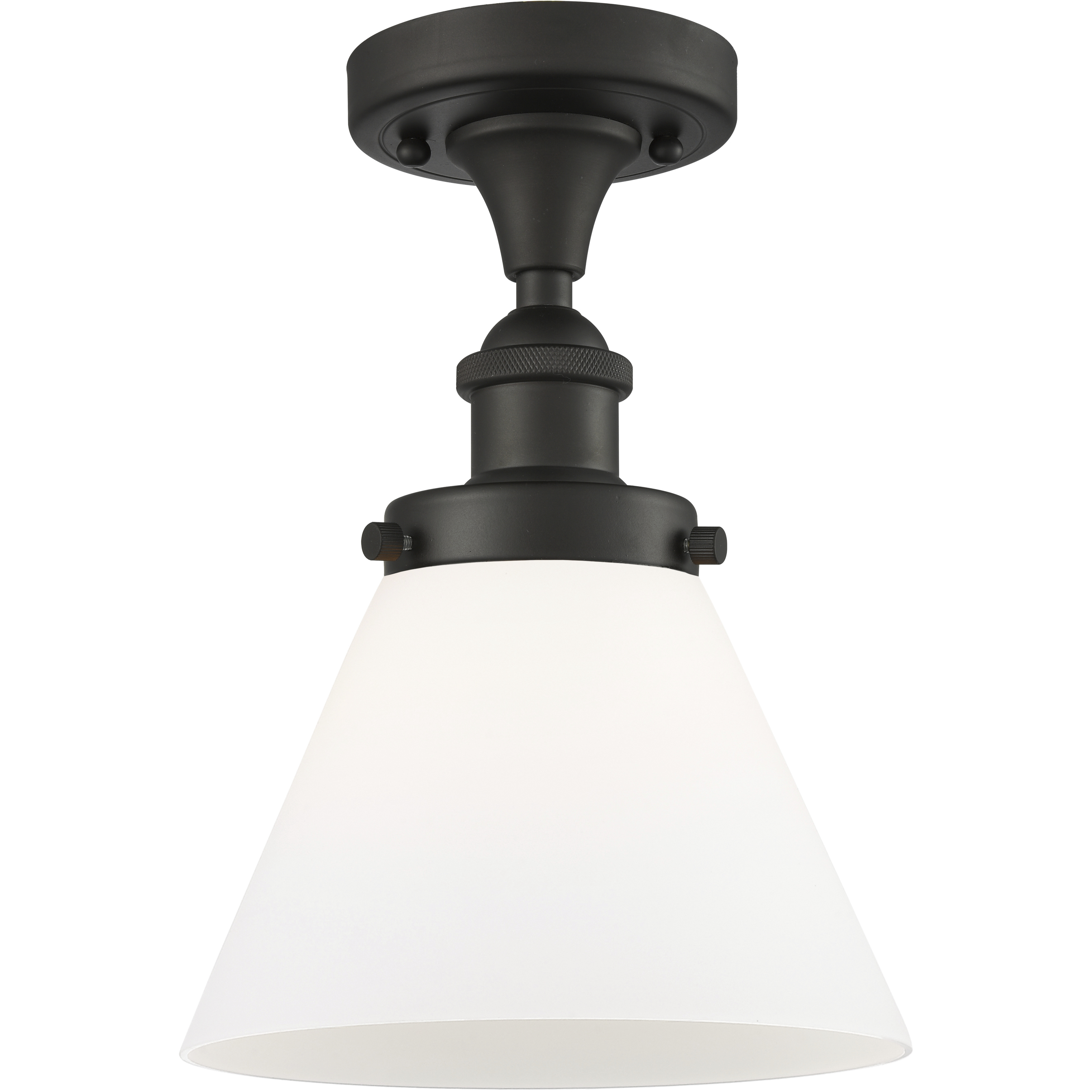 Cone 1 Light 7.75 inch Oil Rubbed Bronze Semi-Flush Mount Ceiling Light in Matte White Glass