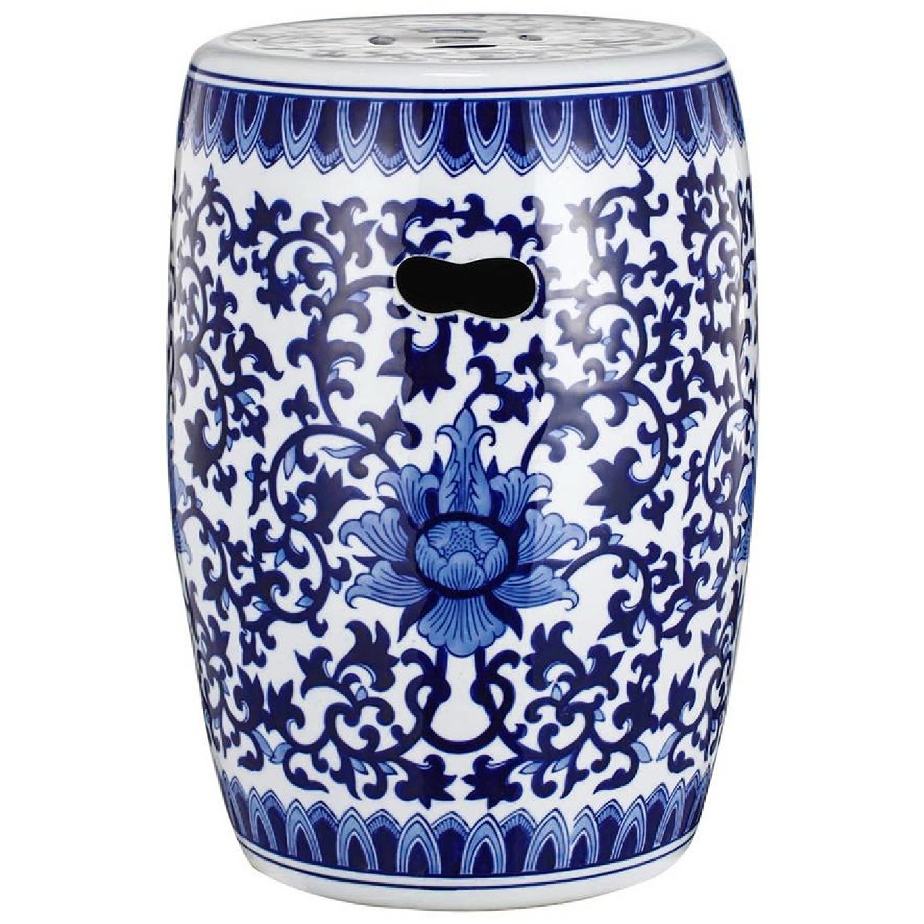Garden 15.9 inch Blue and White Stool