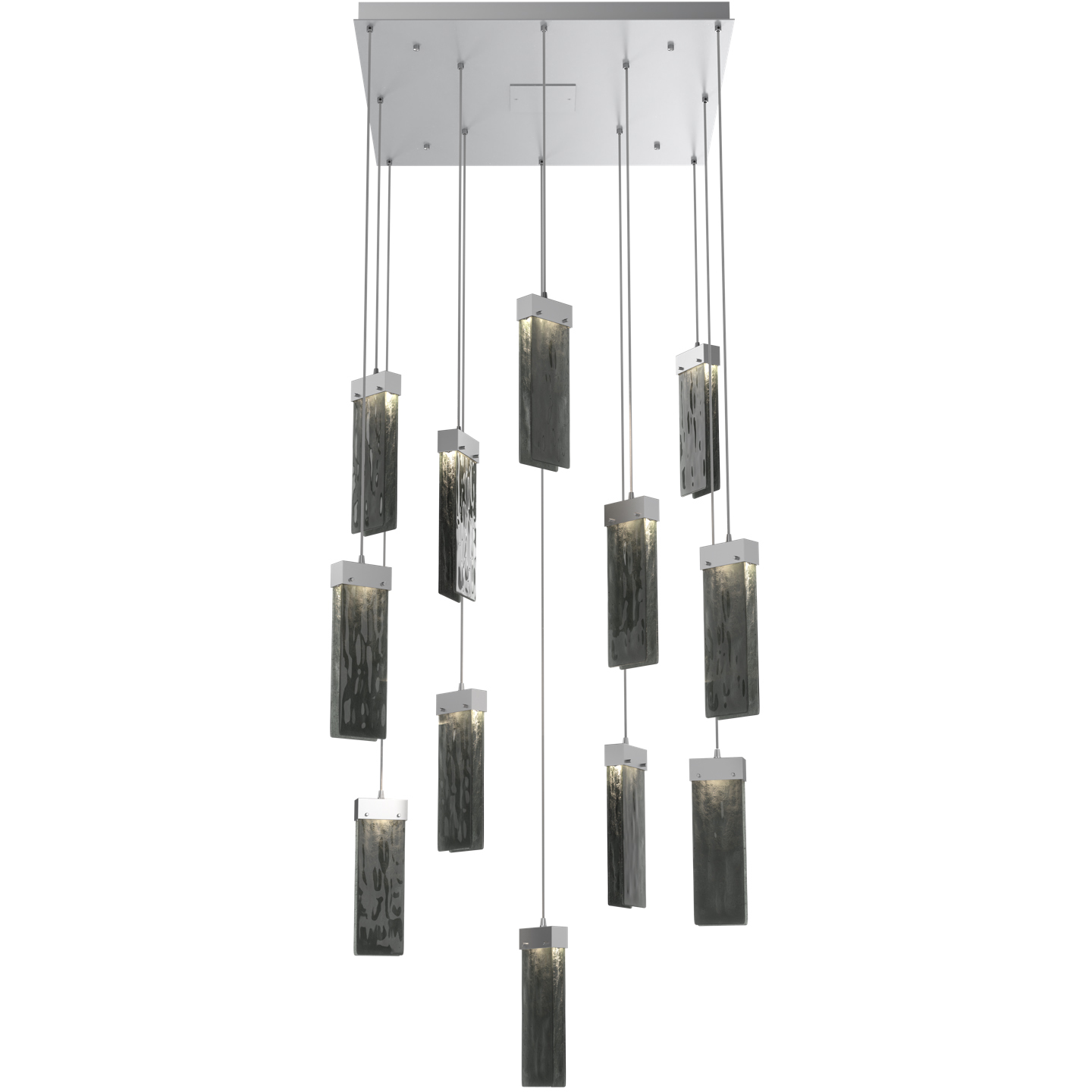 Parallel LED Classic Silver Chandelier Ceiling Light, Square Multi-Port