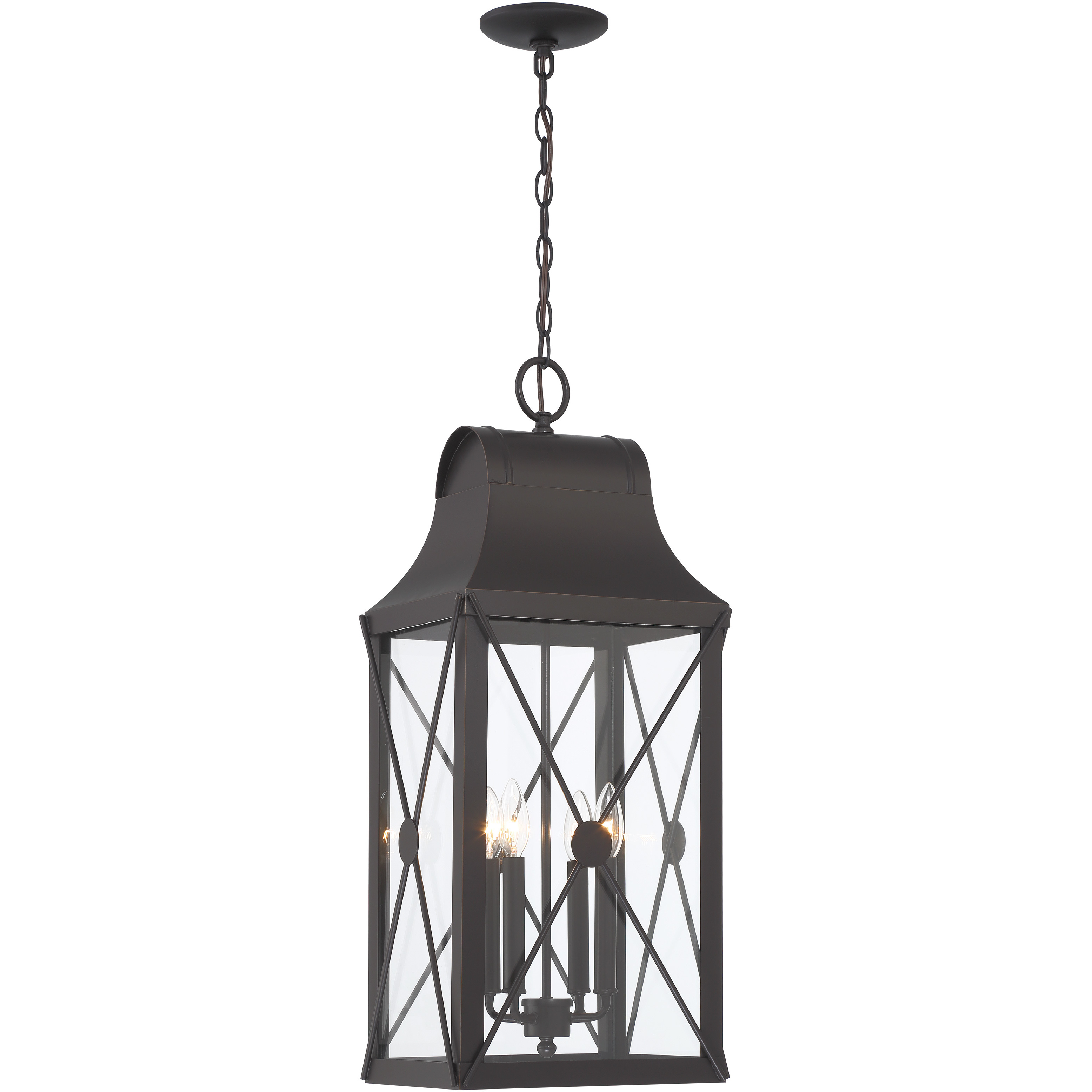 De Luz 4 Light 12.5 inch Oil Rubbed Bronze/Gold Outdoor Chain Hung, The Great Outdoors