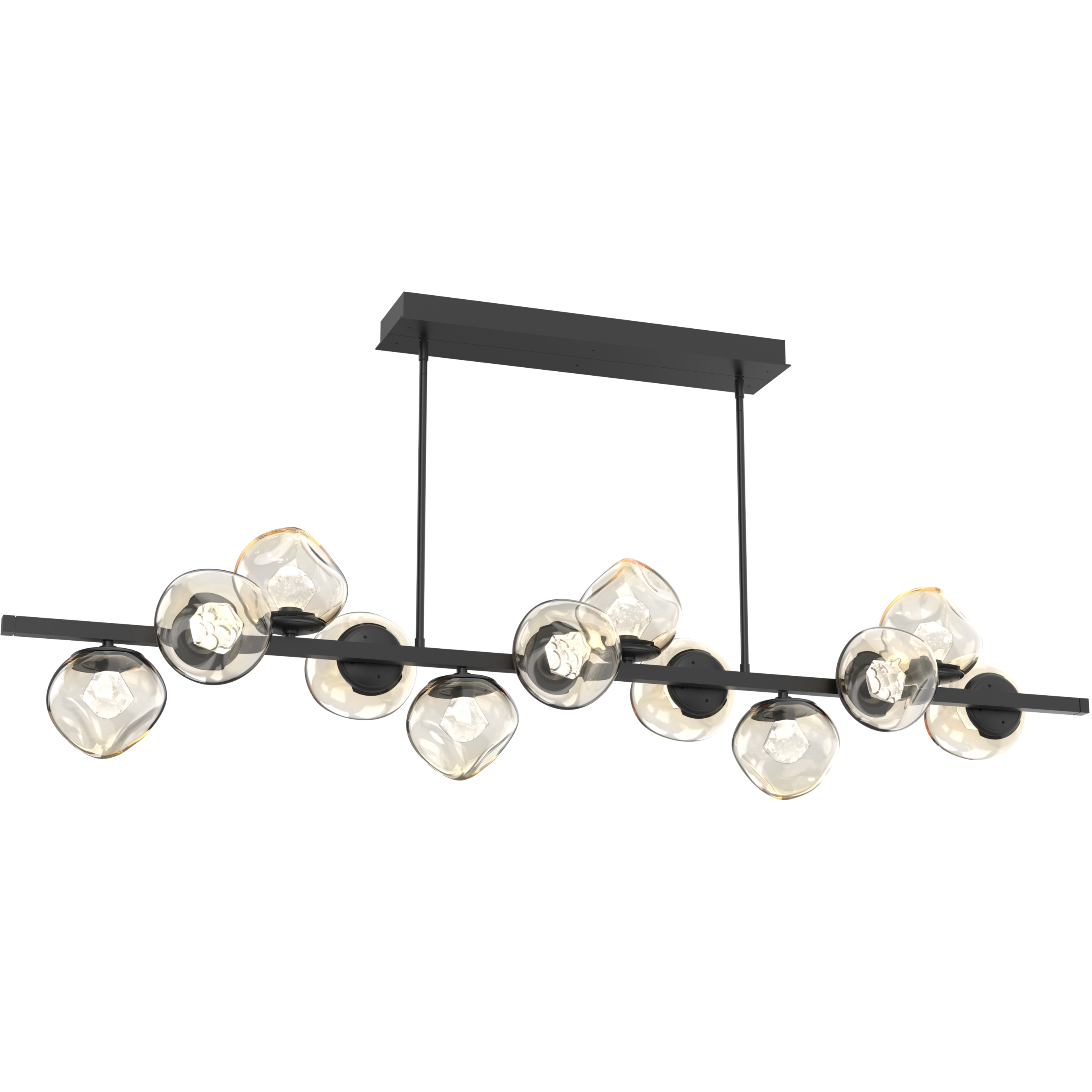 Luna LED 72 inch Matte Black Chandelier Ceiling Light in 3000K LED, Zircon Inner - Amber Outer, Twisted Branch