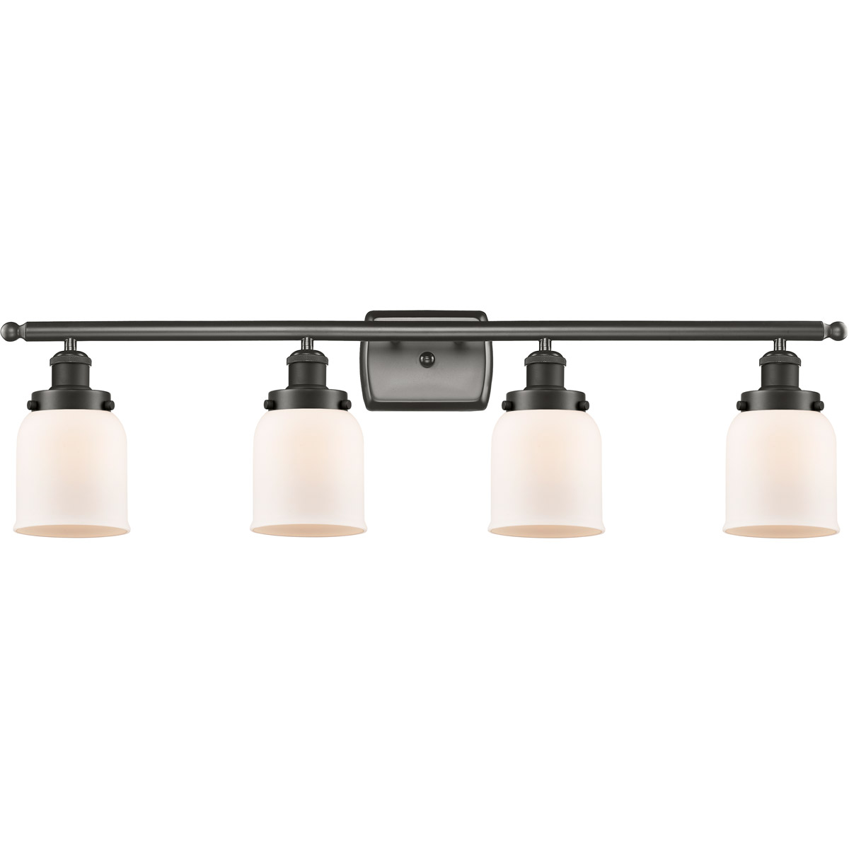 Ballston Small Bell 4 Light 36 inch Oil Rubbed Bronze Bath Vanity Light Wall Light in Matte White Glass, Ballston