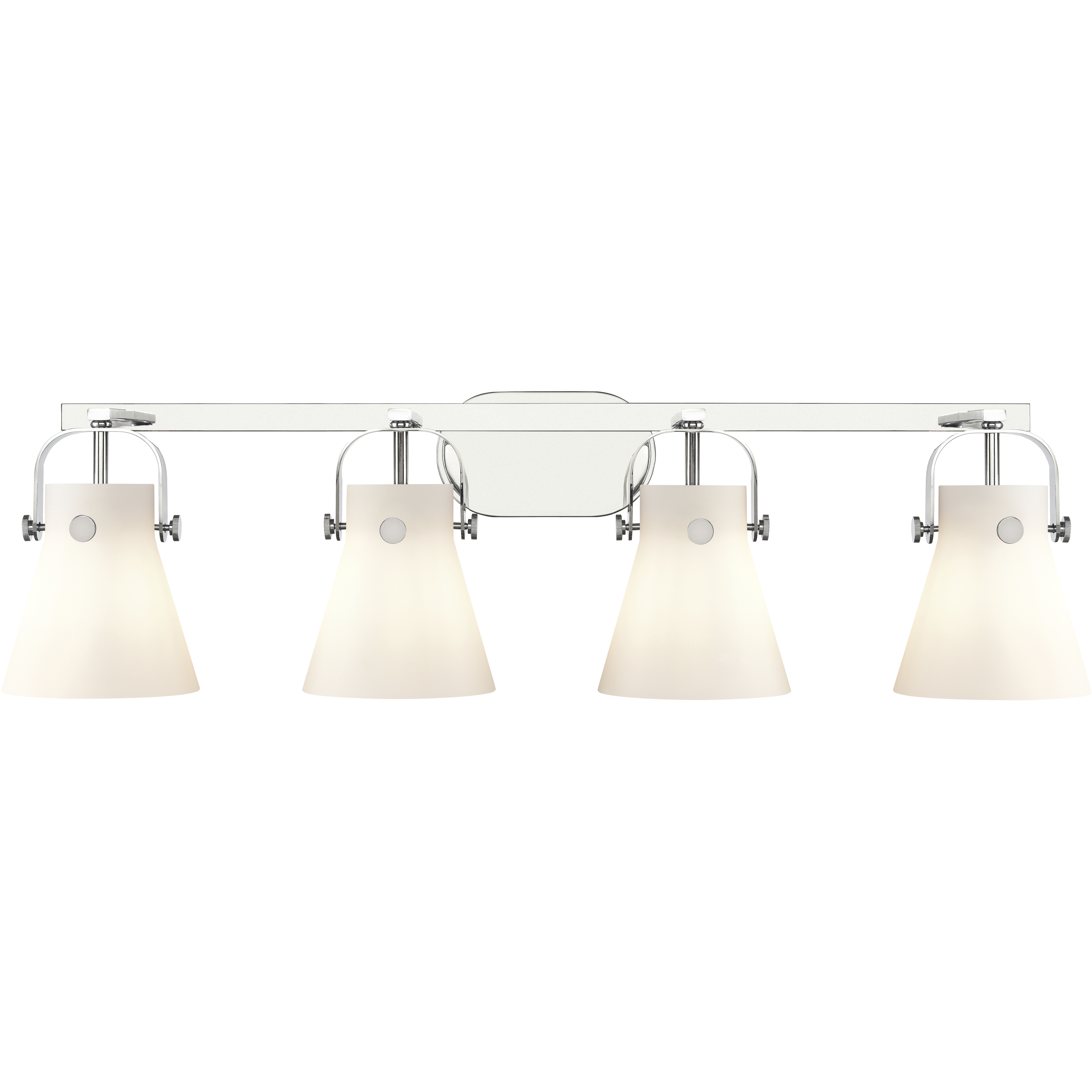 Pilaster II Cone 4 Light 36.5 inch Polished Chrome Bath Vanity Light Wall Light in Matte White Glass
