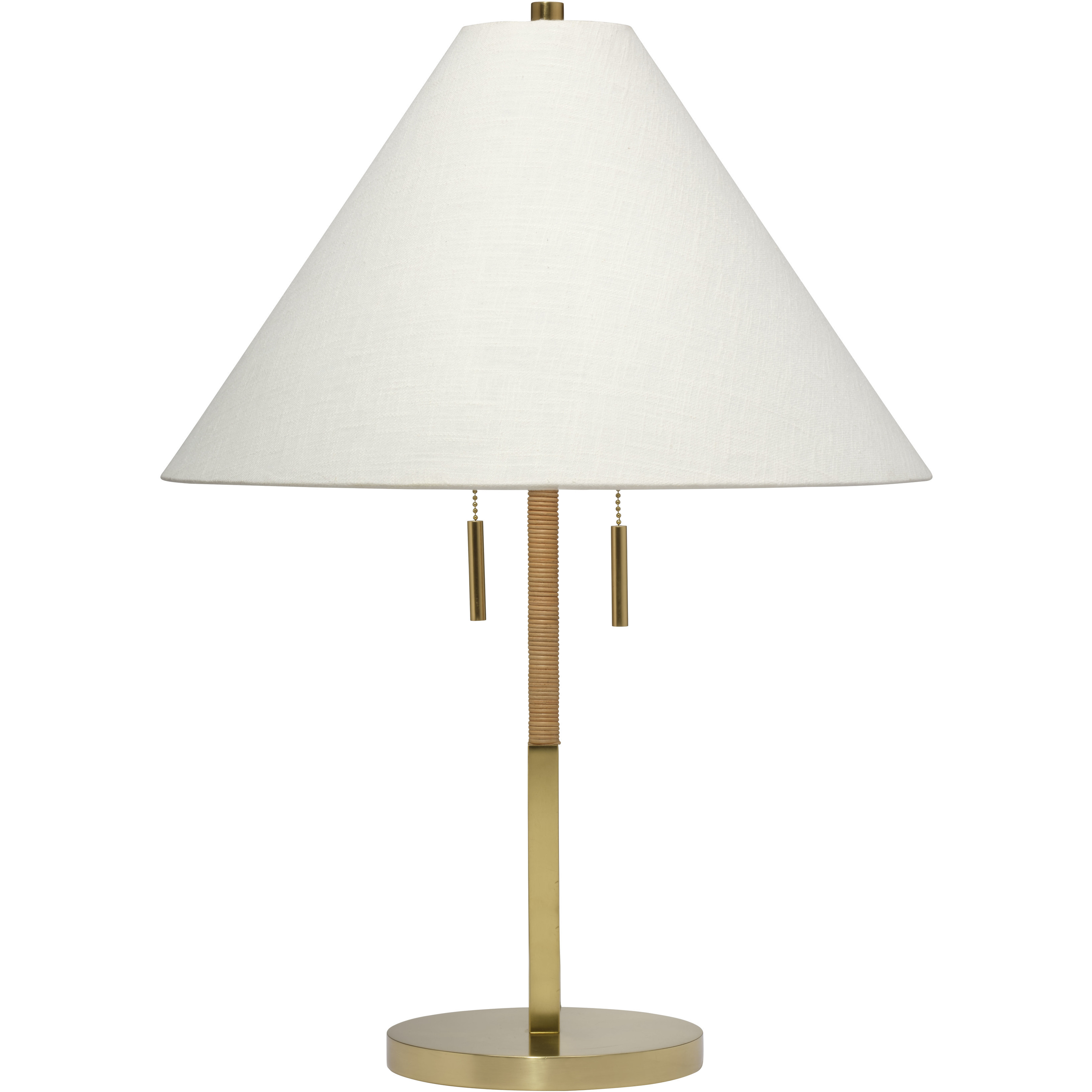 Harrison 27 inch 60 watt Brushed Brass and Natural Rattan Table Lamp Portable Light, Inline