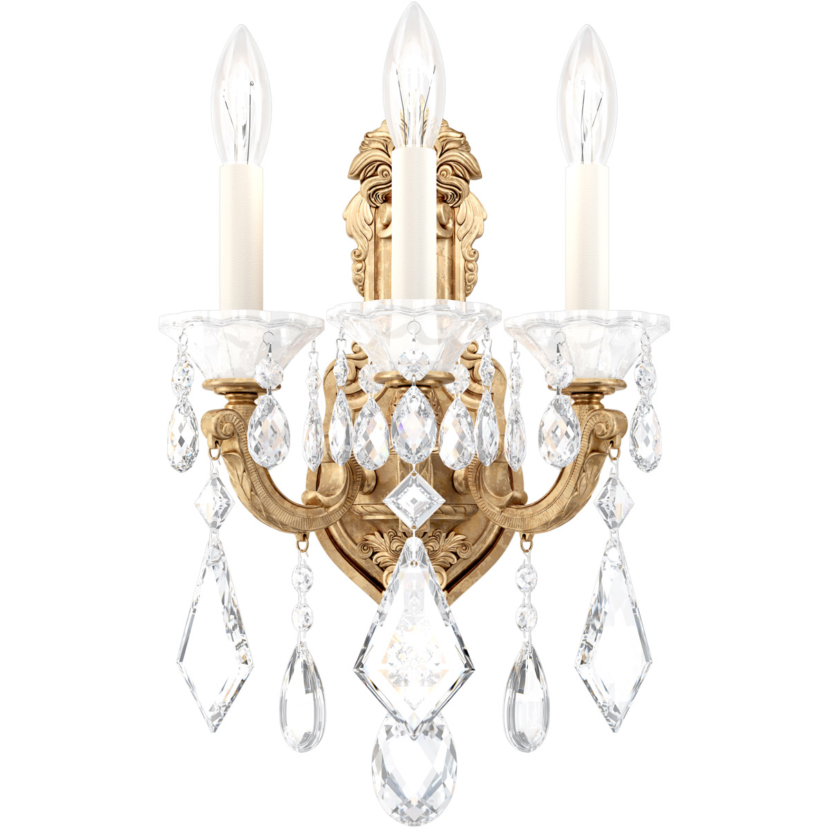 La Scala 3 Light 7.5 inch Florentine Bronze Wall Sconce Wall Light in Heritage, Florentine Bronze Cast