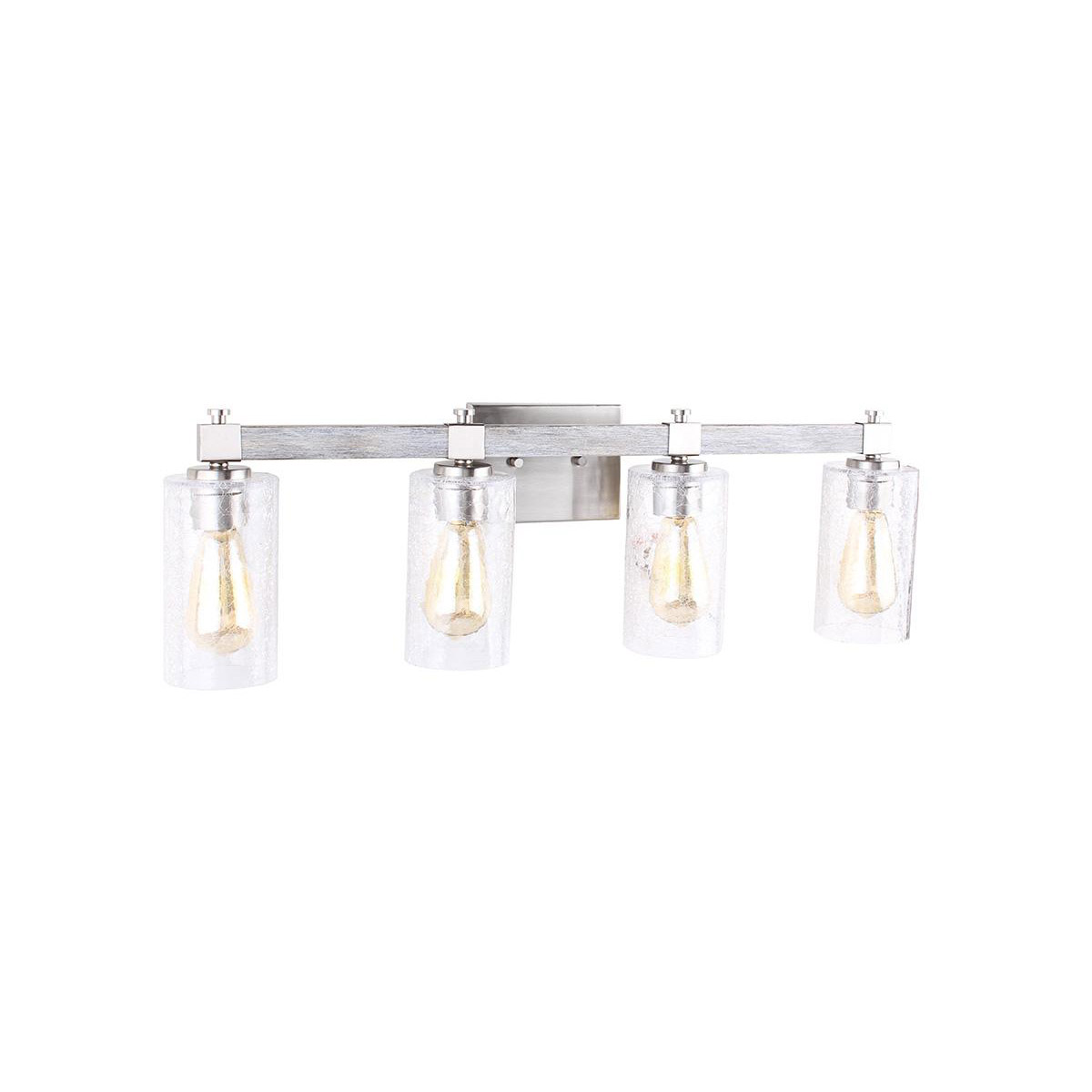 Westbury 4 Light 5.5 inch Painted Grey Wood Effect and Brushed Nickel Bath Vanity Wall Light
