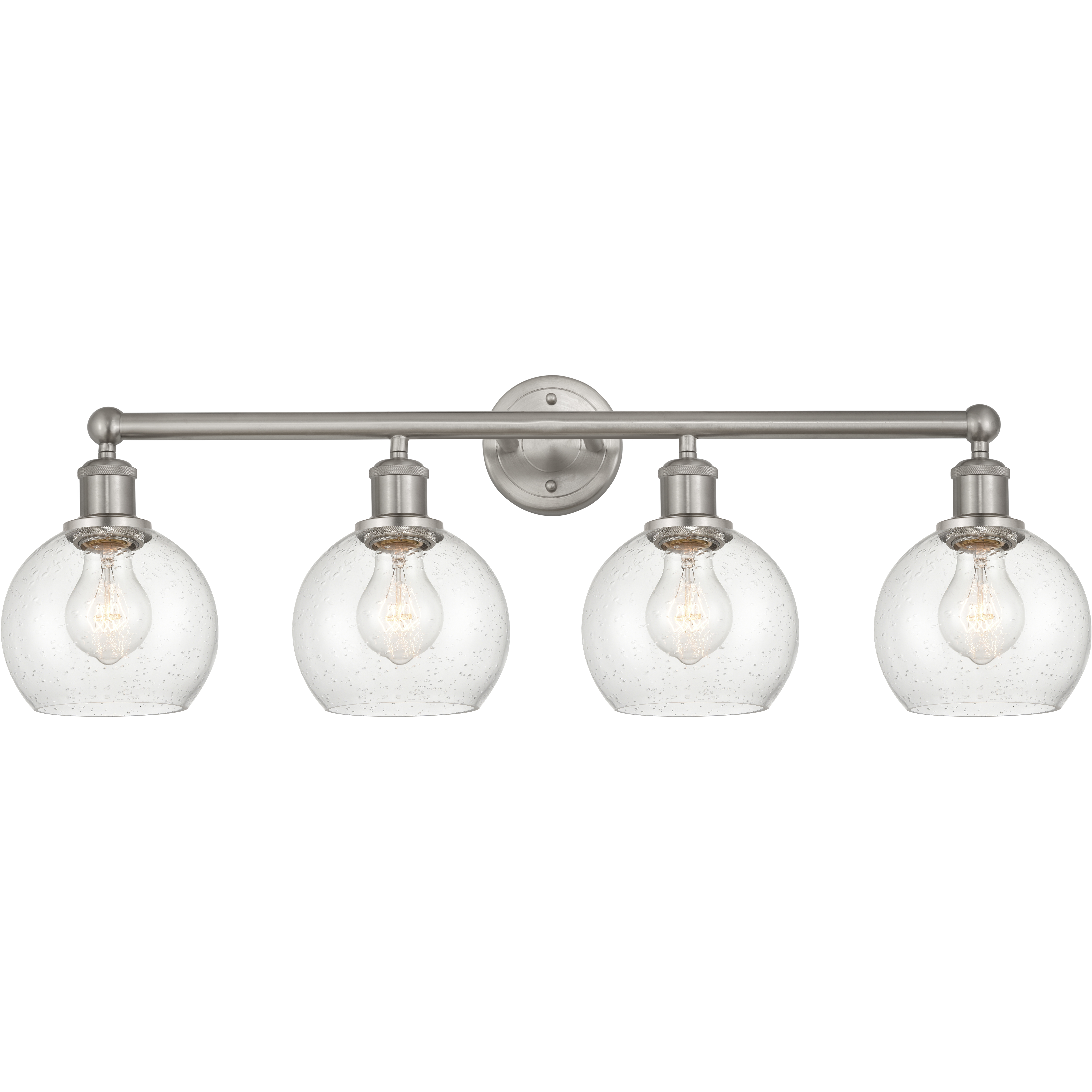 Edison Athens 4 Light 33 inch Brushed Satin Nickel Bath Vanity Light Wall Light in Seedy Glass