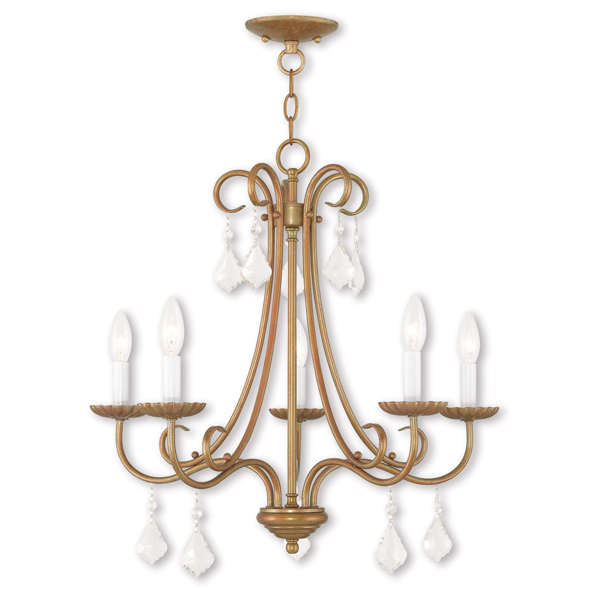 Daphne 5 Light 24.75 inch Antique Gold Leaf Chandelier Ceiling Light