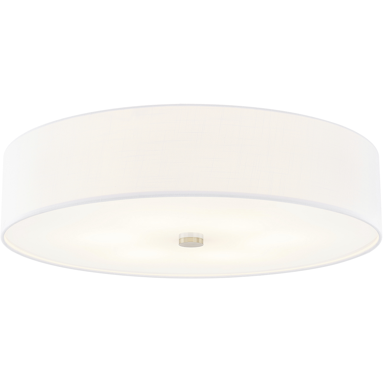 Textile Collection 6 Light 30 inch Brushed Nickel Flush Mount Ceiling Light in White, Classic Family
