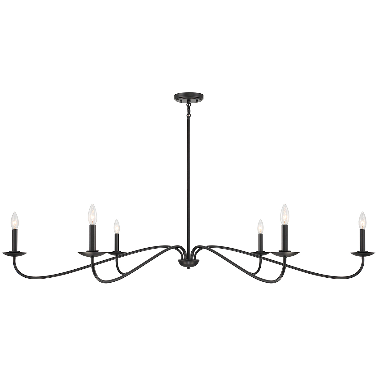 Stella 6 Light 62 inch Matte Black Chandelier Ceiling Light