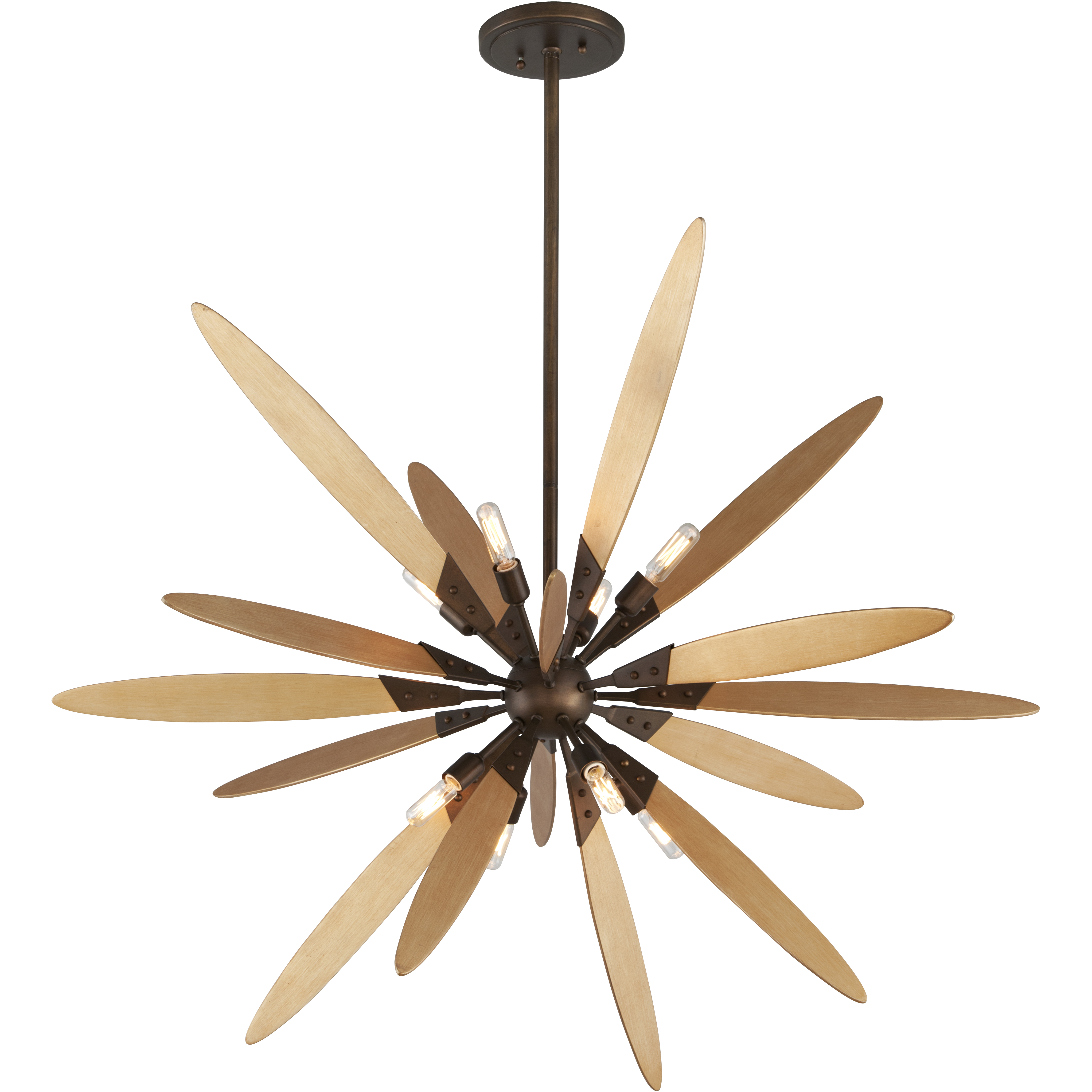 Dragonfly 8 Light 44 inch Bronze With Satin Leaf Chandelier Ceiling Light