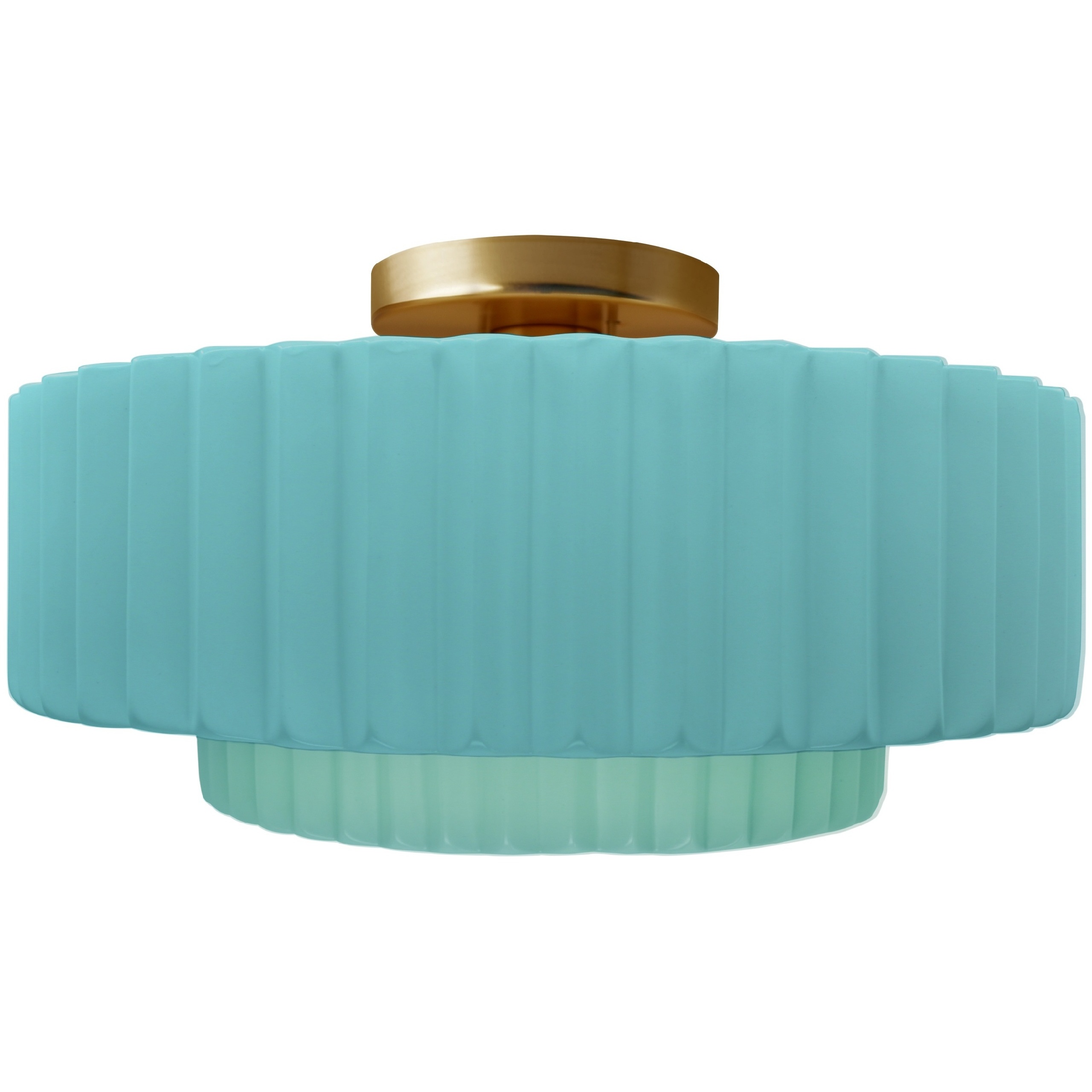 Radiance Collection - Pleated Tier LED 14.5 inch Reflecting Pool and Brushed Brass Semi-Flush Ceiling Light in Dedicated LED, 14.5W x 7.25H, Form+Finish+Function