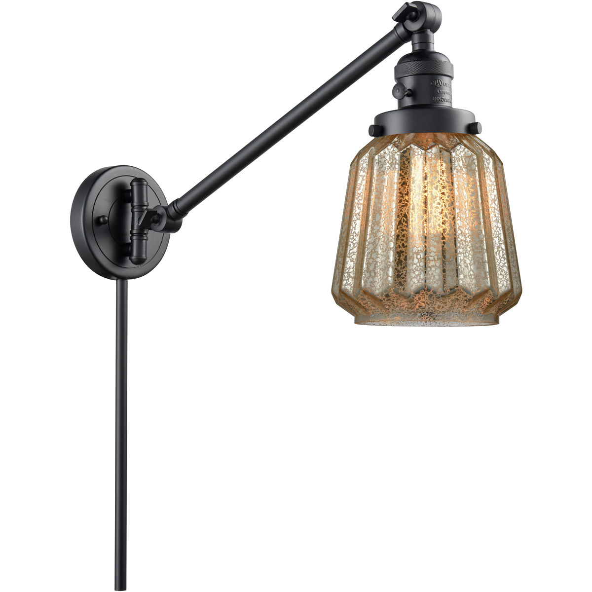 Chatham 35 inch 3.50 watt Matte Black Swing Arm Wall Light, Franklin Restoration