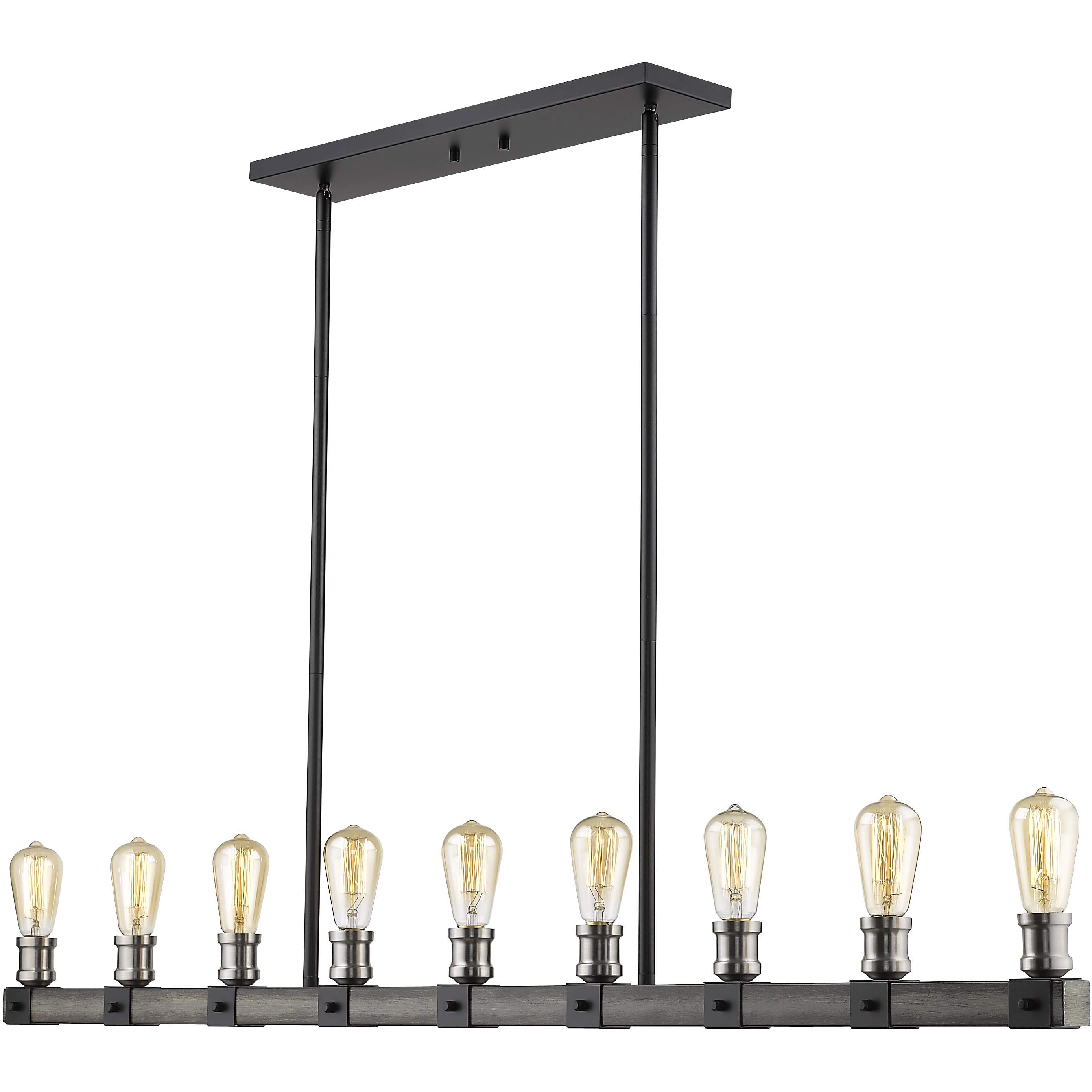 Kirkland 9 Light 56 inch Ashen Barnboard Linear Chandelier Ceiling Light