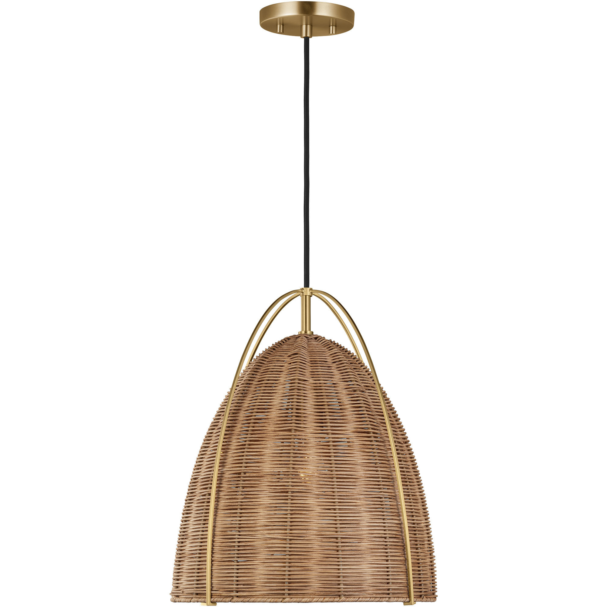 Sean Lavin Norman 1 Light 13.38 inch Satin Brass with Blonde Rattan Pendant Ceiling Light