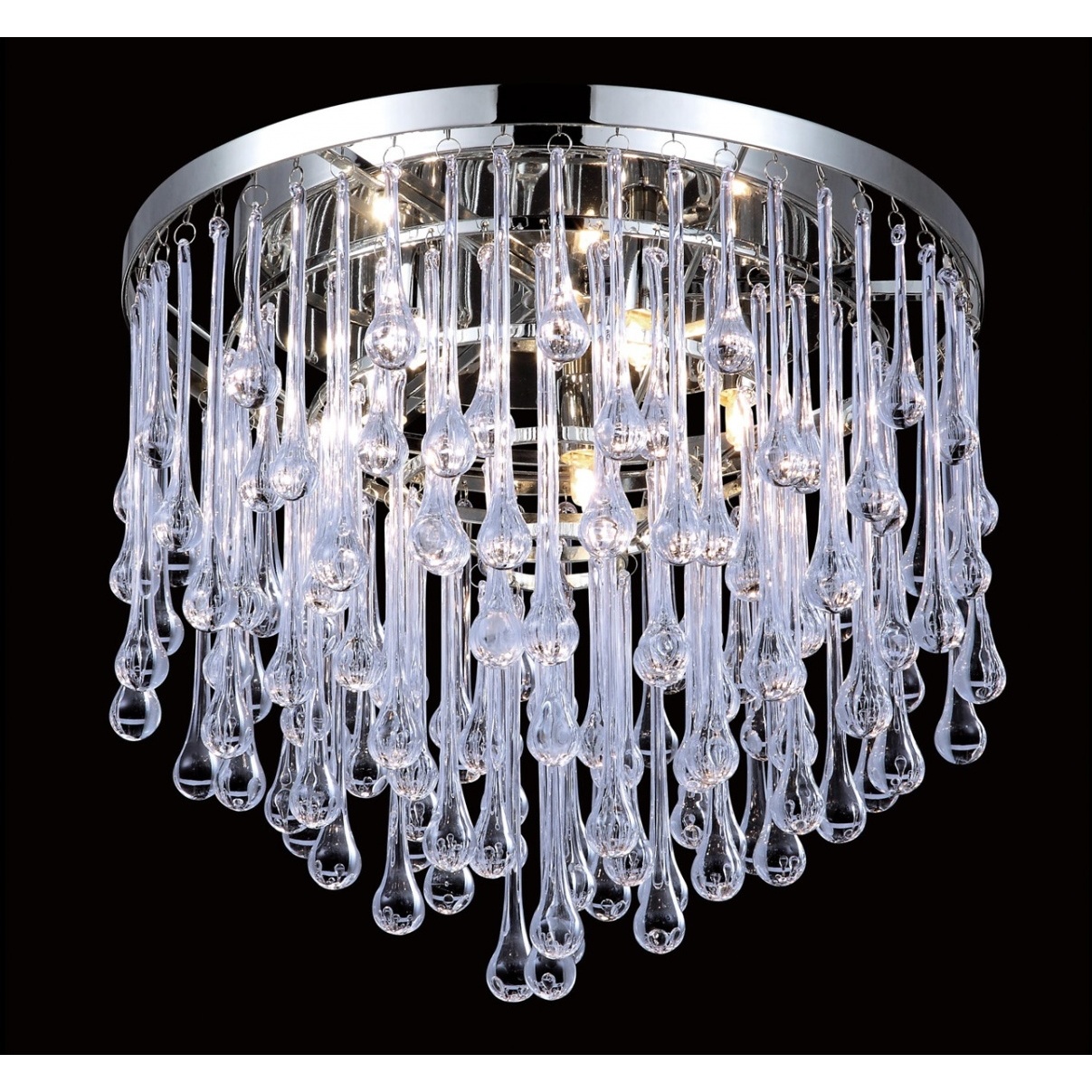 Hollywood Blvd. LED 16 inch Polished Nickel and Clear Glass Tear Drops Flush Mount Ceiling Light