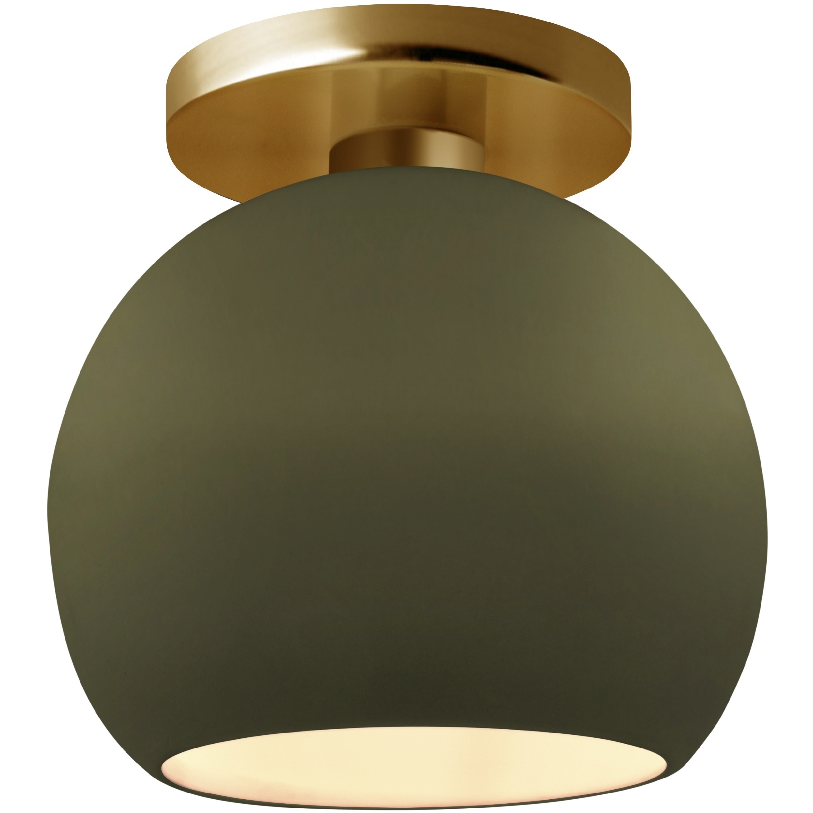 Radiance LED 10 inch Matte Green and Brushed Brass Semi Flush Ceiling Light
