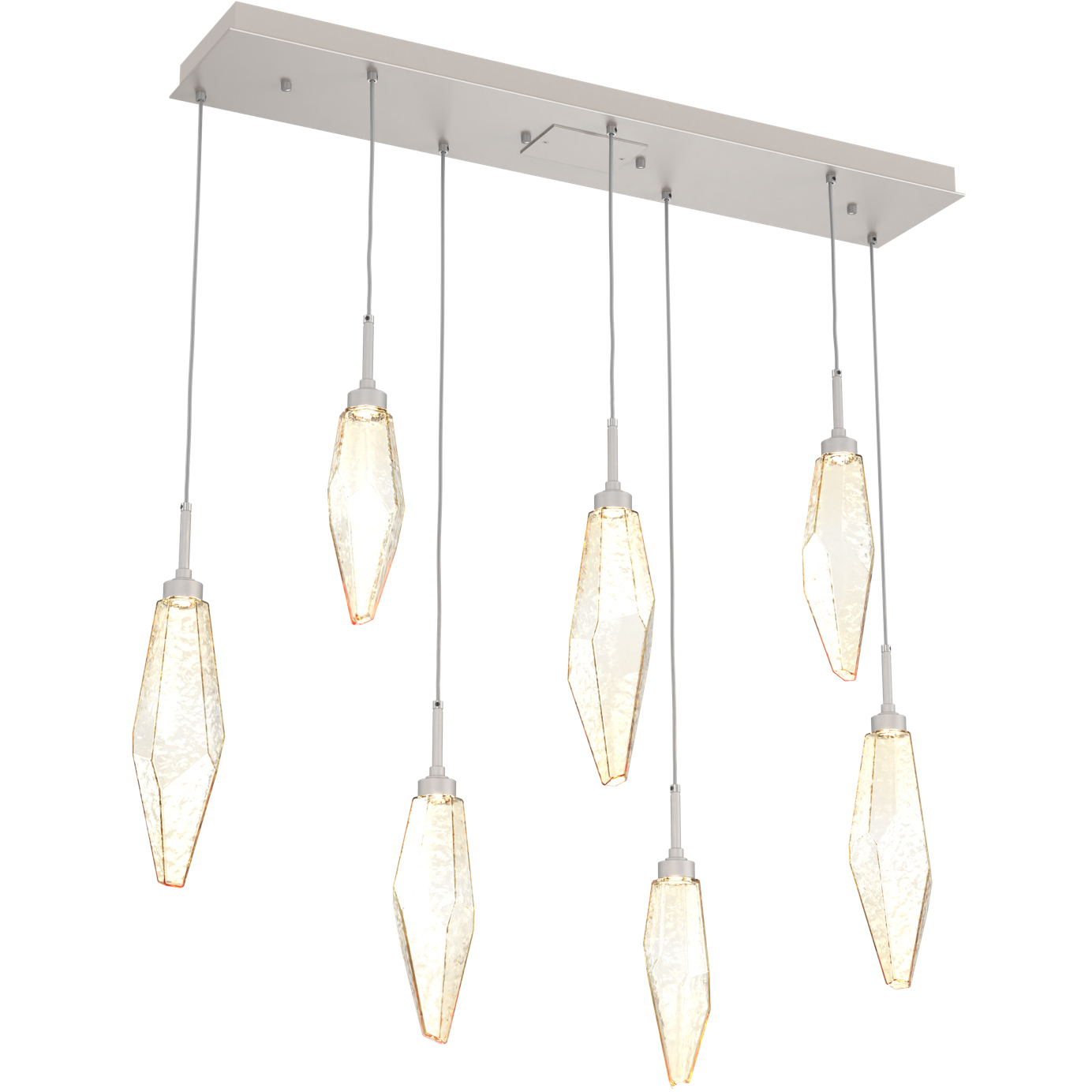 Rock Crystal LED 44 inch Beige Silver Linear Pendant Ceiling Light in Metallic Beige Silver, Chilled Amber, 2700K LED, Multi-Port
