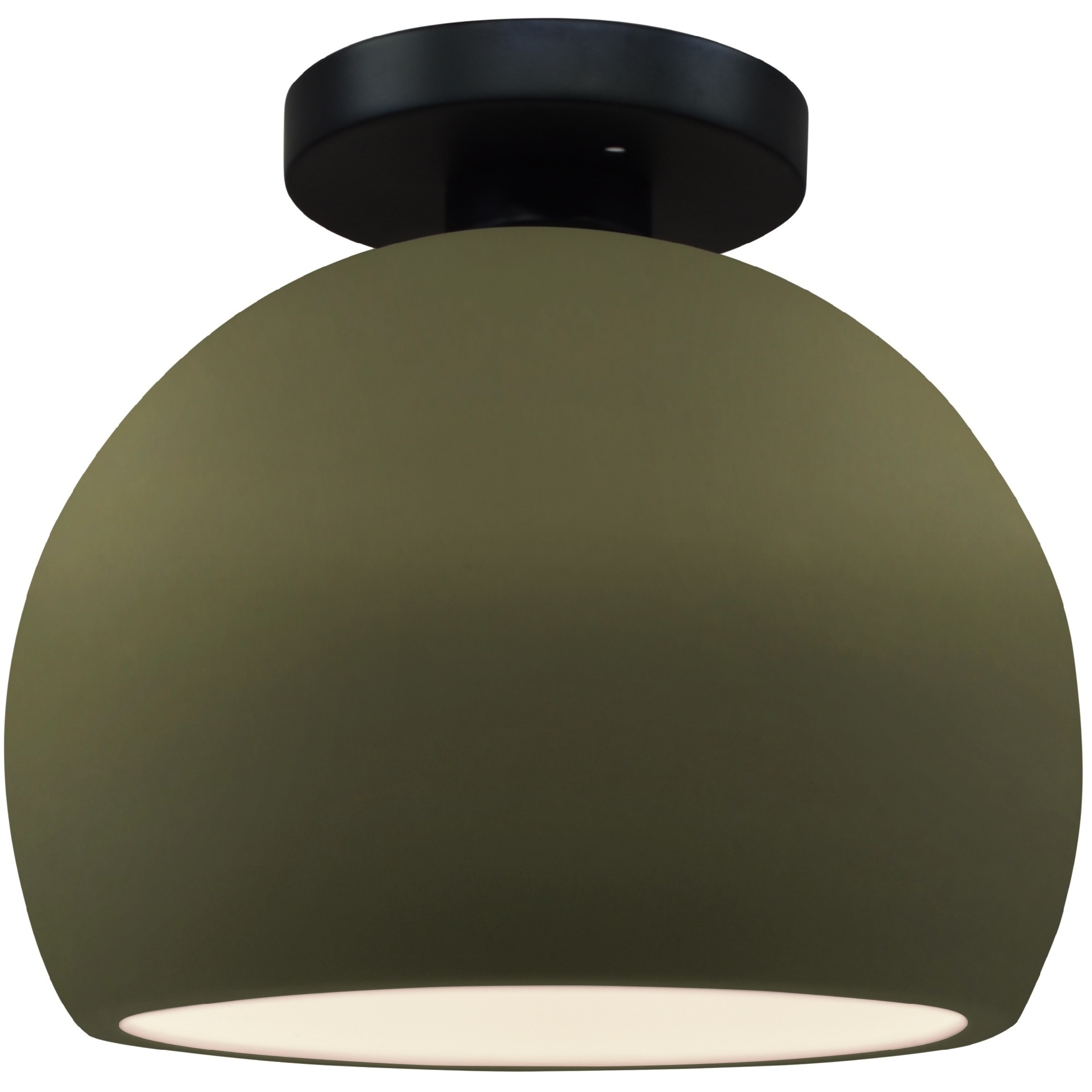 Radiance LED 7 inch Matte Green and Matte Black Semi Flush Ceiling Light