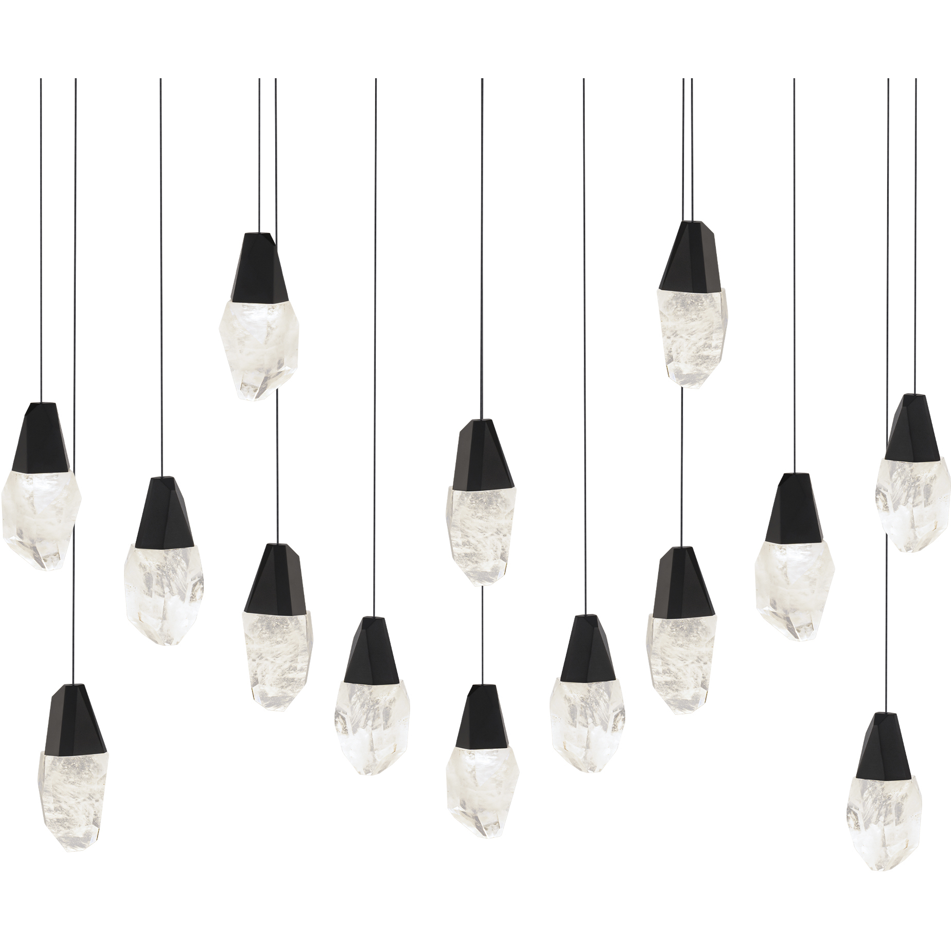 Beyond Martini LED 9.5 inch Black Multi-Light Pendant Ceiling Light in Optic Haze, Linear Canopy