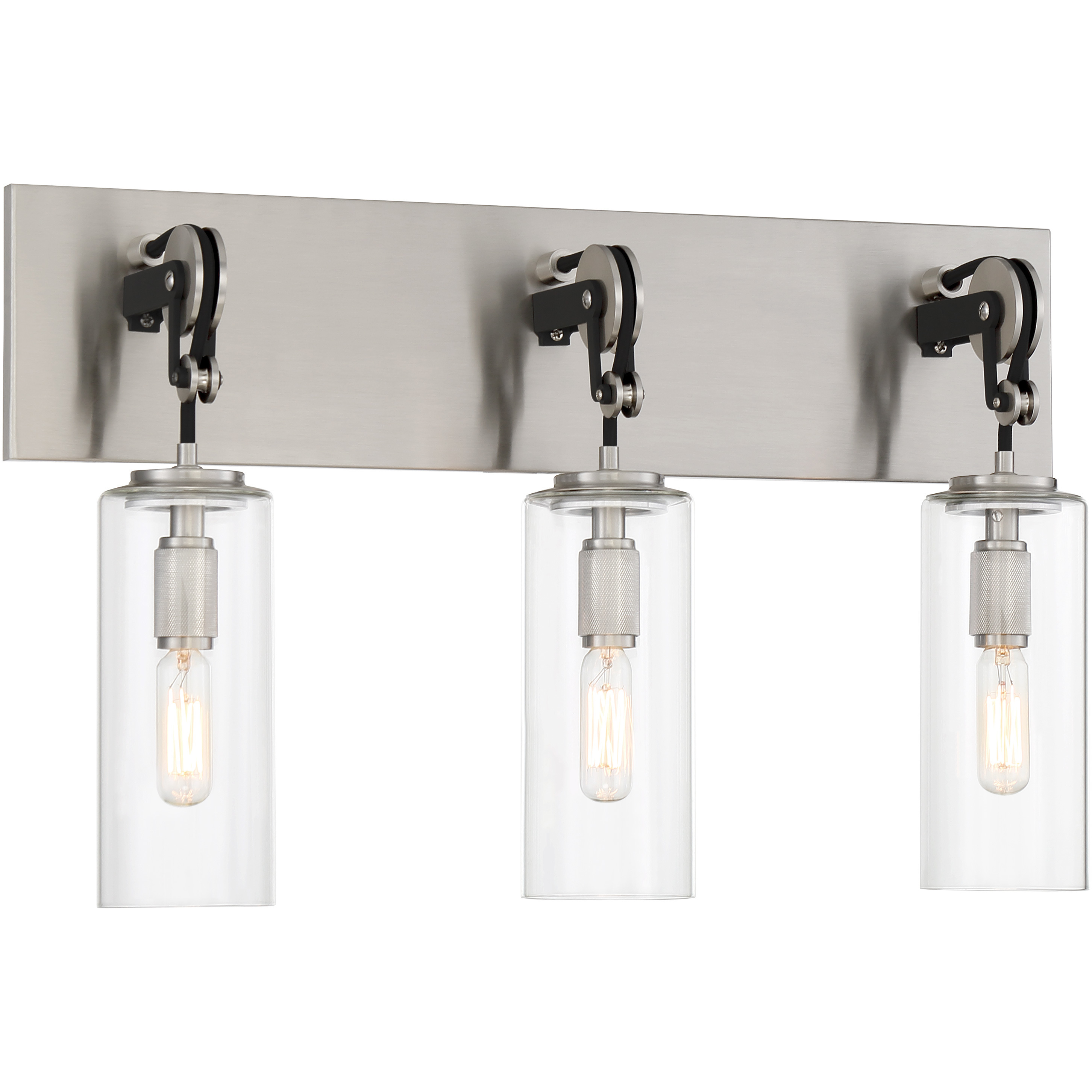 Pullman Junction 3 Light 21 inch Coal / Brushed Nickel Bath Light Wall Light