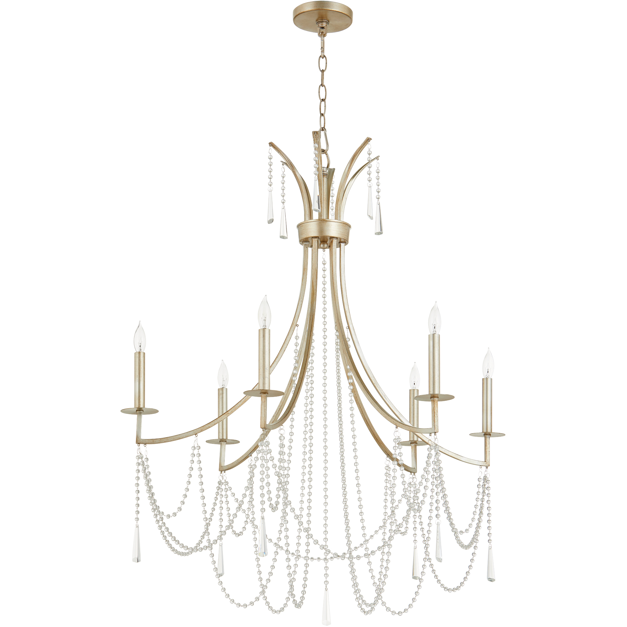 Malin 6 Light 32 inch Antique Silver Chandelier Ceiling Light