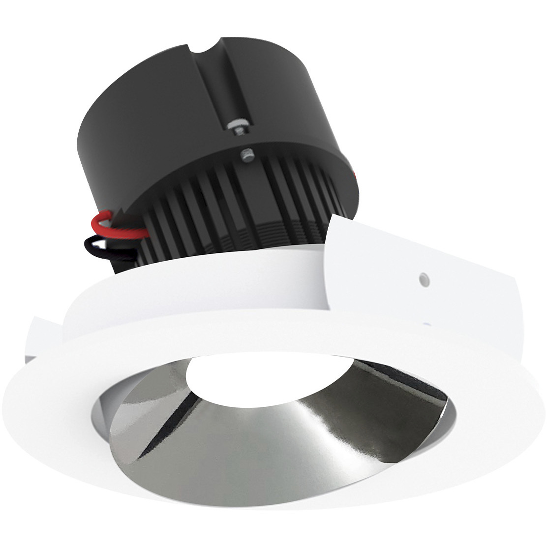 Pearl Specular Clear Reflector / Bright White Flange LED Round Adjustable Cone Retrofit in 3000K, Clear / Bright White, 4" Retrofit