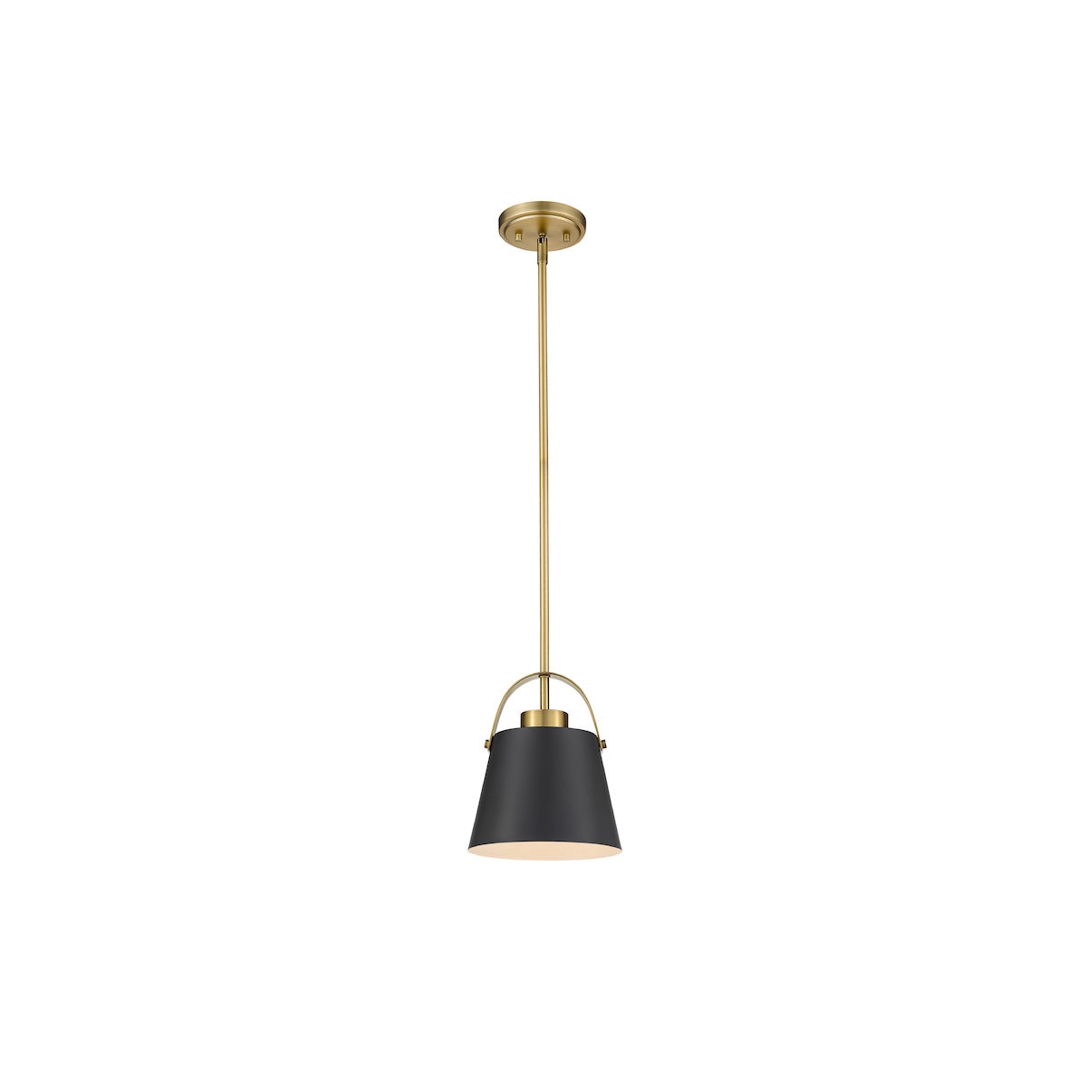 Z-Studio 1 Light 8 inch Matte Black and Heritage Brass Mini Pendant Ceiling Light