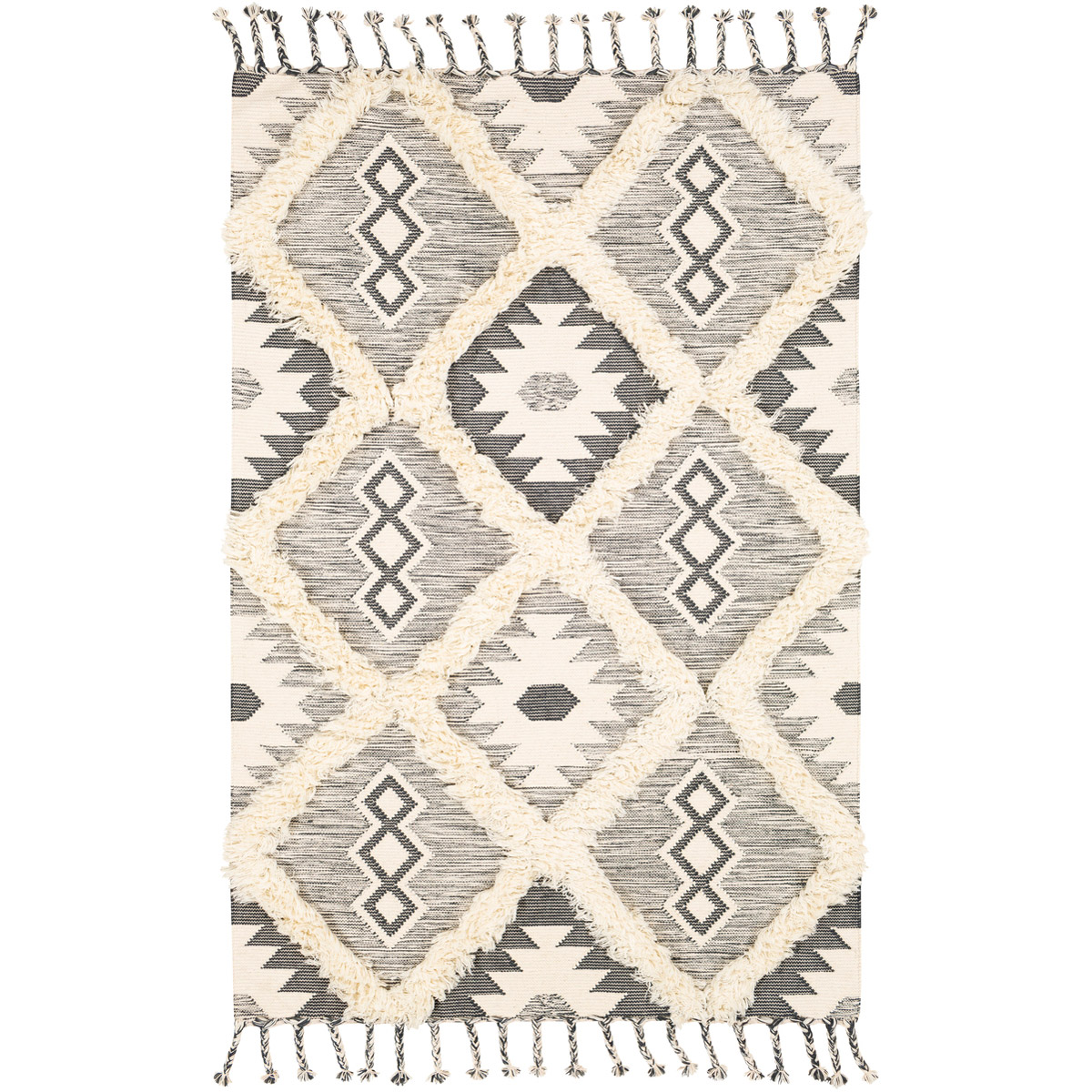 Apache 90 X 60 inch Charcoal/Cream Rugs